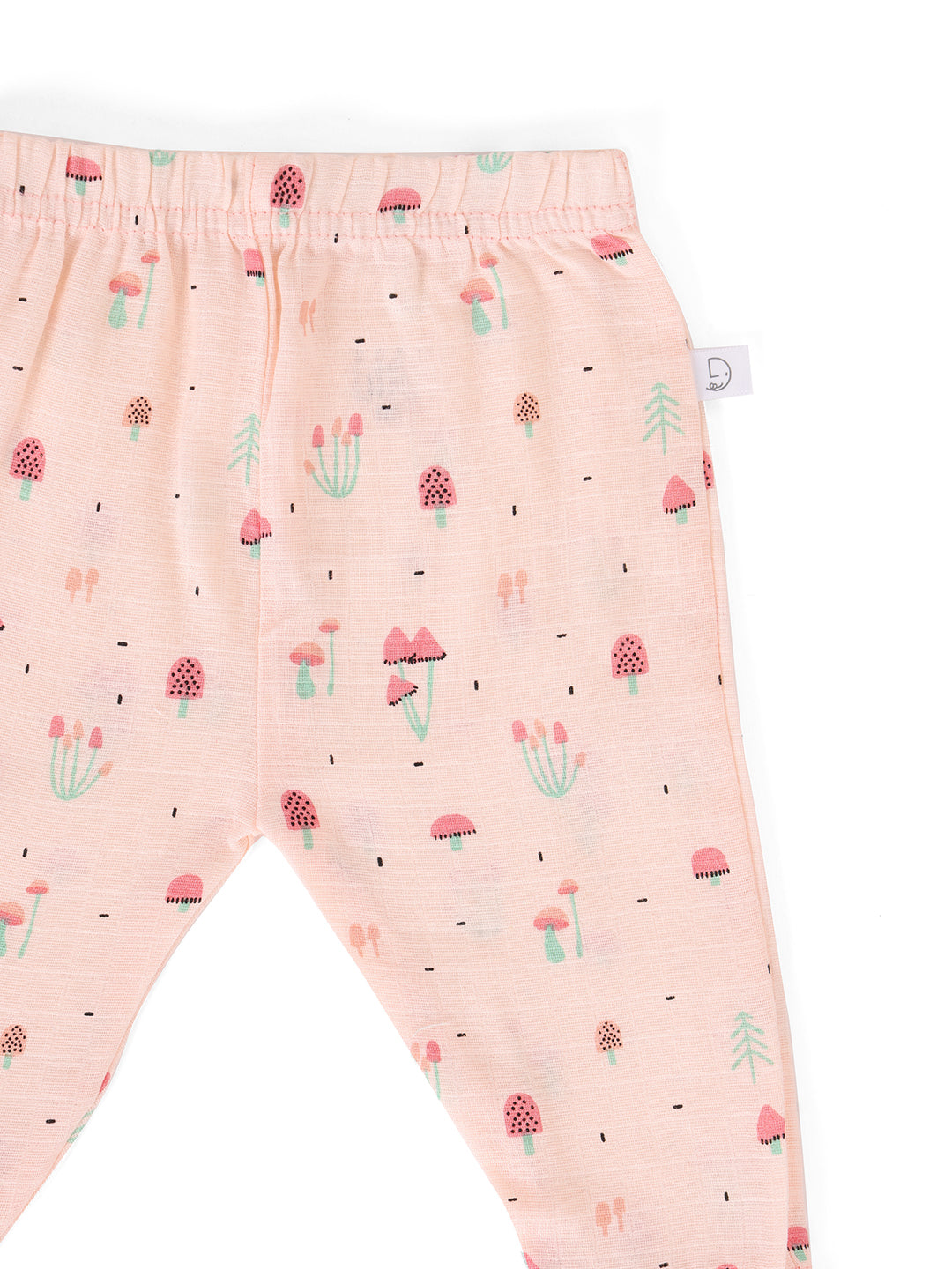 Muslin Half Sleeve Jhabla & Pant Peach