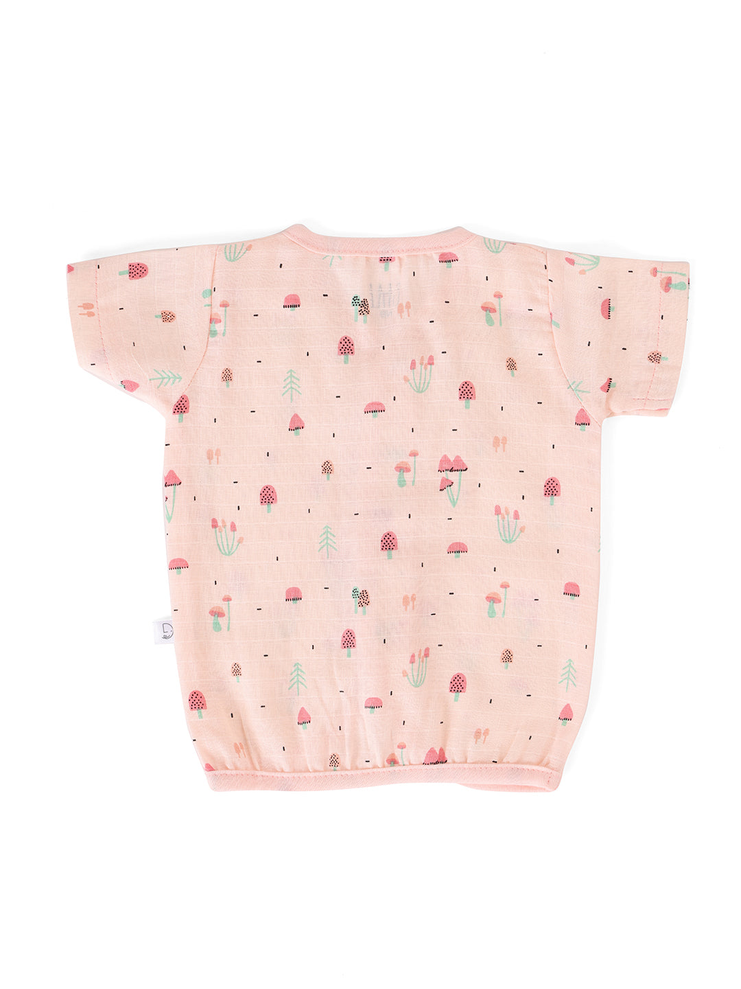 Muslin Half Sleeve Jhabla & Pant Peach