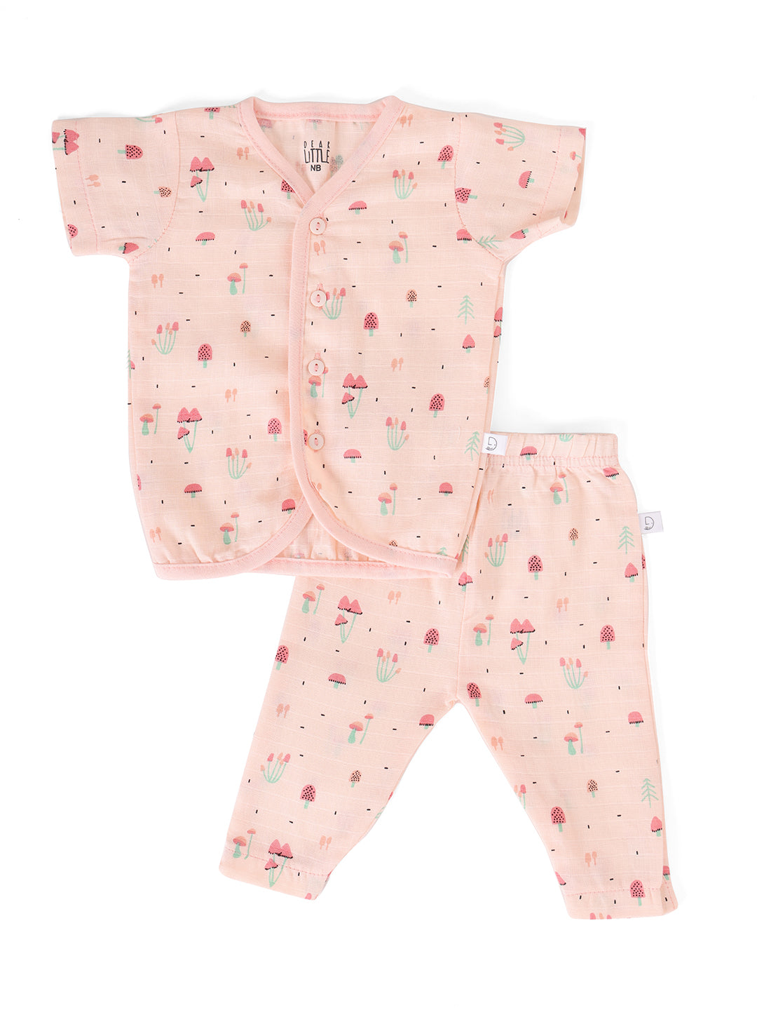 Muslin Half Sleeve Jhabla & Pant Peach