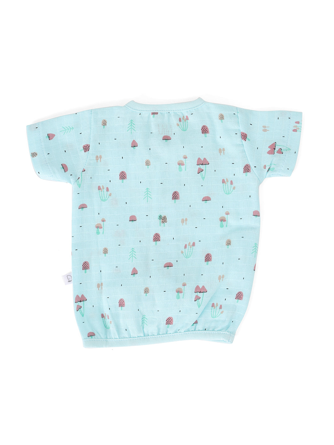 Muslin Half Sleeve Jhabla & Pant Blue