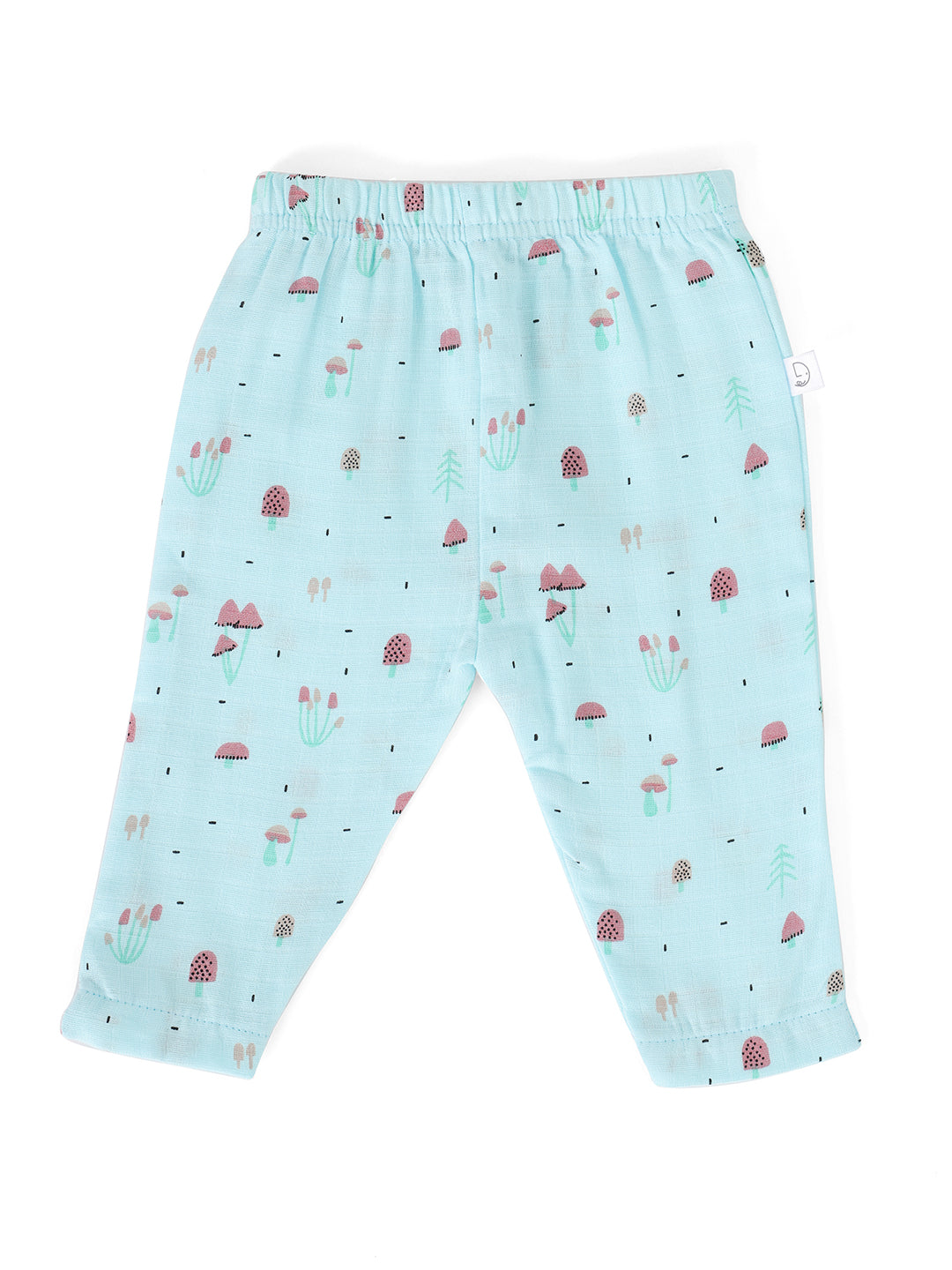 Muslin Half Sleeve Jhabla & Pant Blue