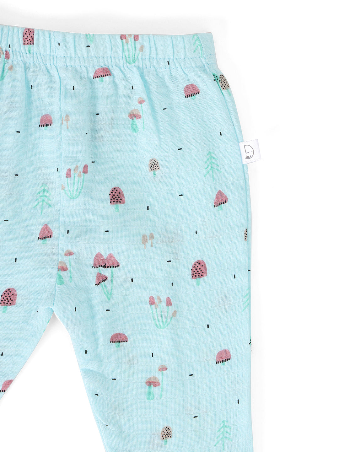 Muslin Half Sleeve Jhabla & Pant Blue