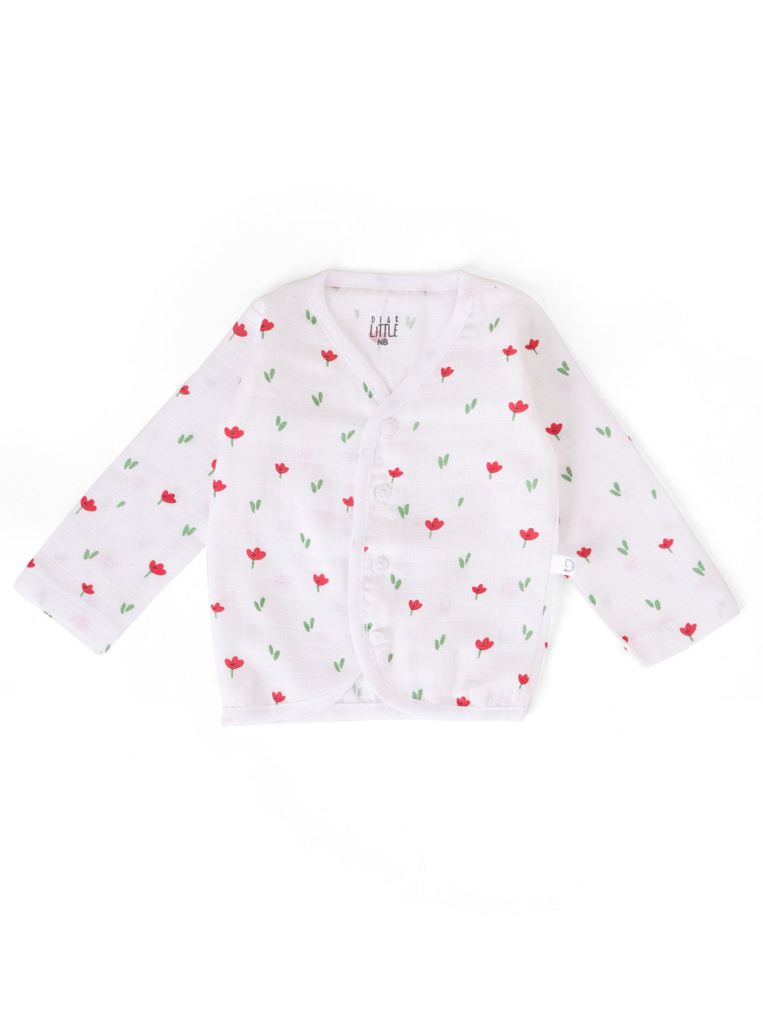 Newborn Muslin Jhabla Set Red