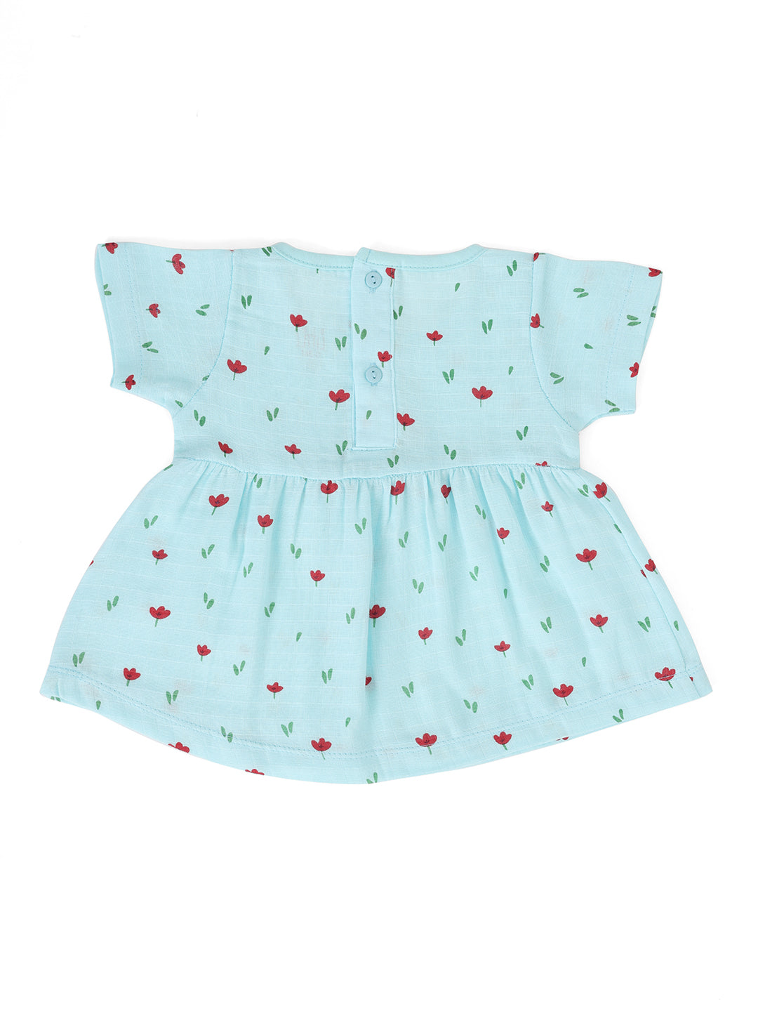 Newborn Half Sleeve Muslin Bow Frock Blue