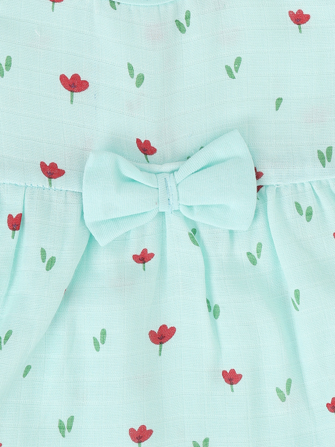 Poppy Love Half Sleeve Muslin Bow Frock Green