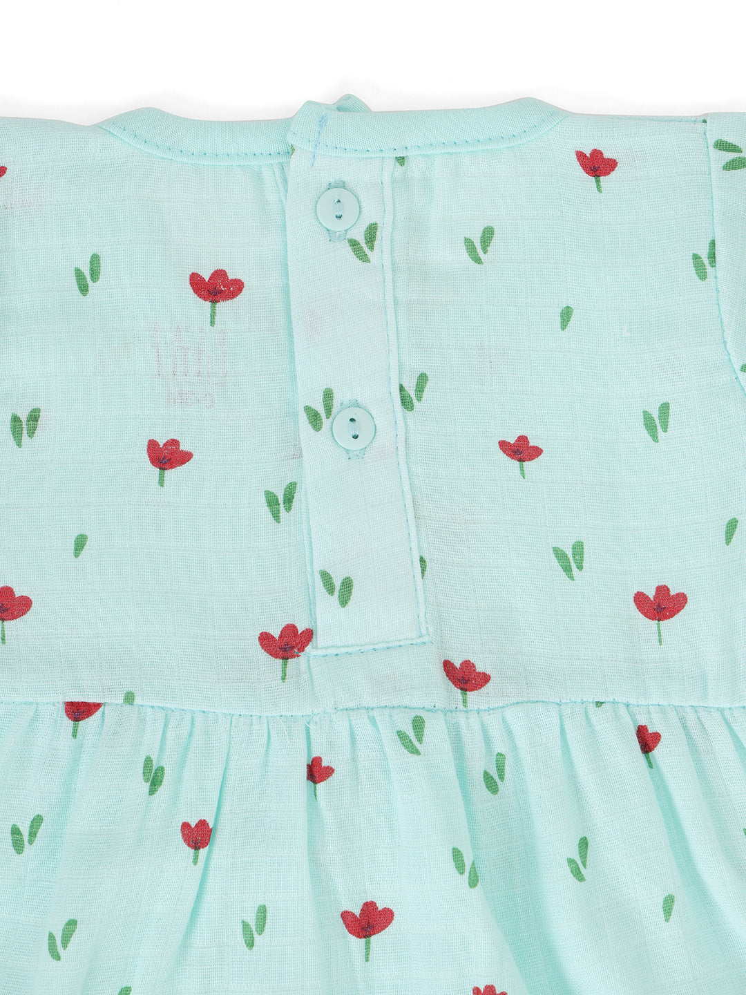 Half Sleeve Muslin Bow Frock Green
