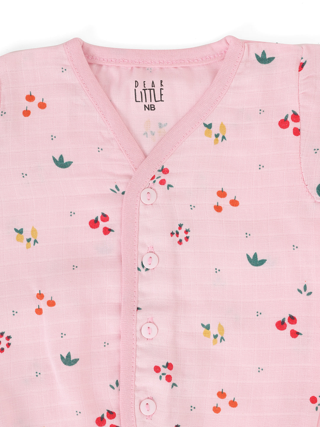 Muslin Half Sleeve Jhabla & Shorts Pink