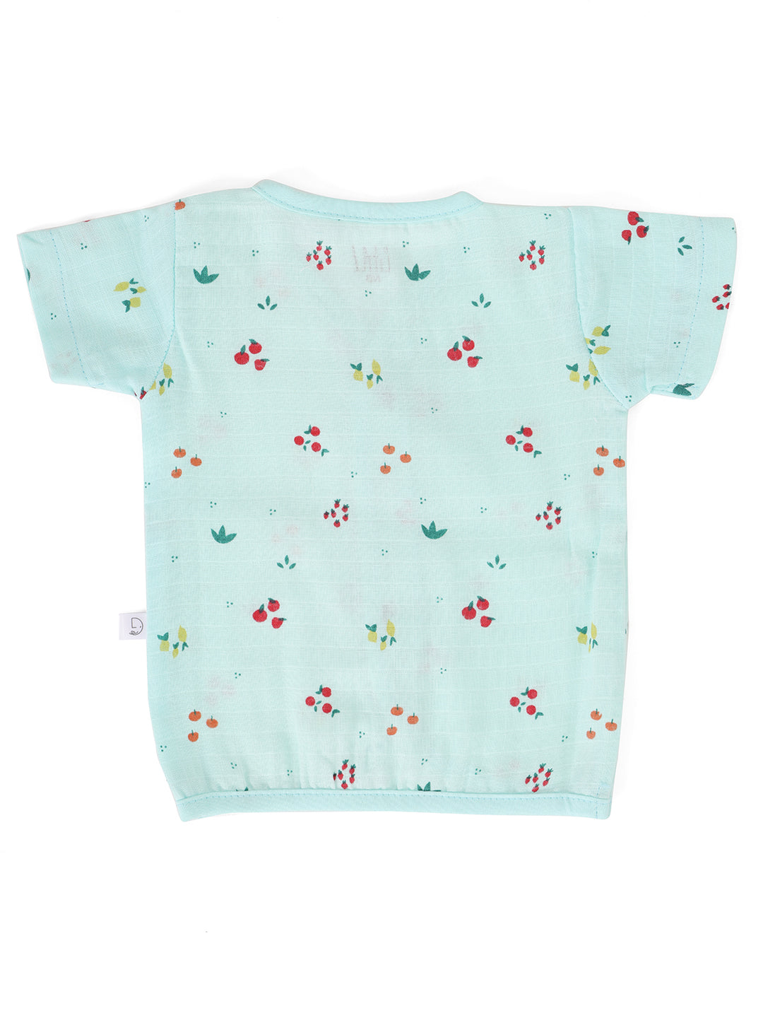 Muslin Half Sleeve Jhabla & Shorts Green