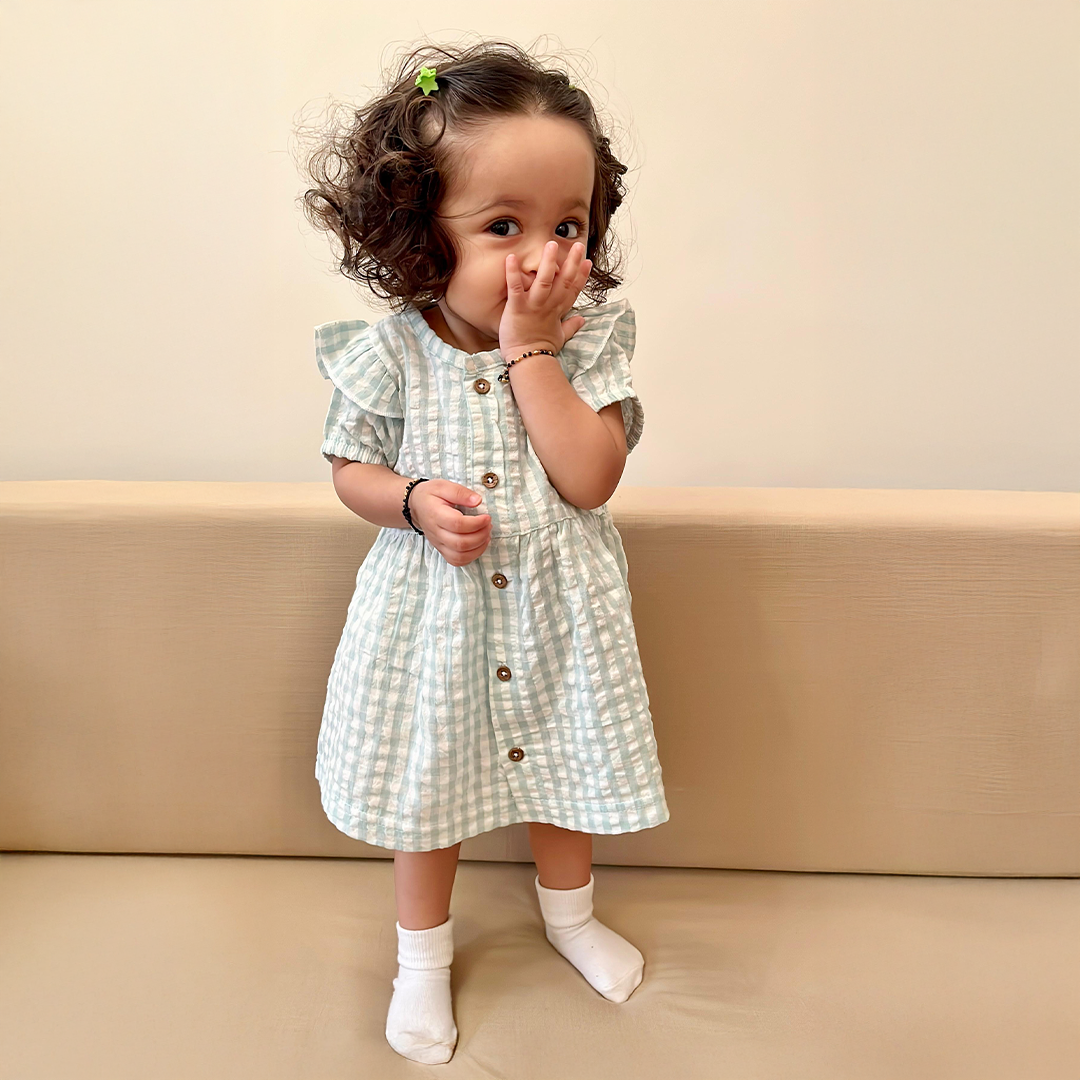 Gingham Ruffle Frock – Mint Fresh