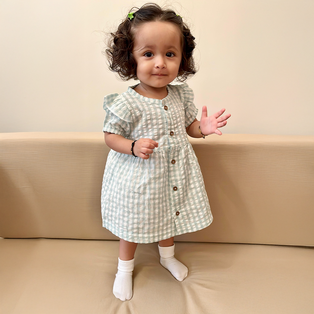 Gingham Ruffle Frock – Mint Fresh