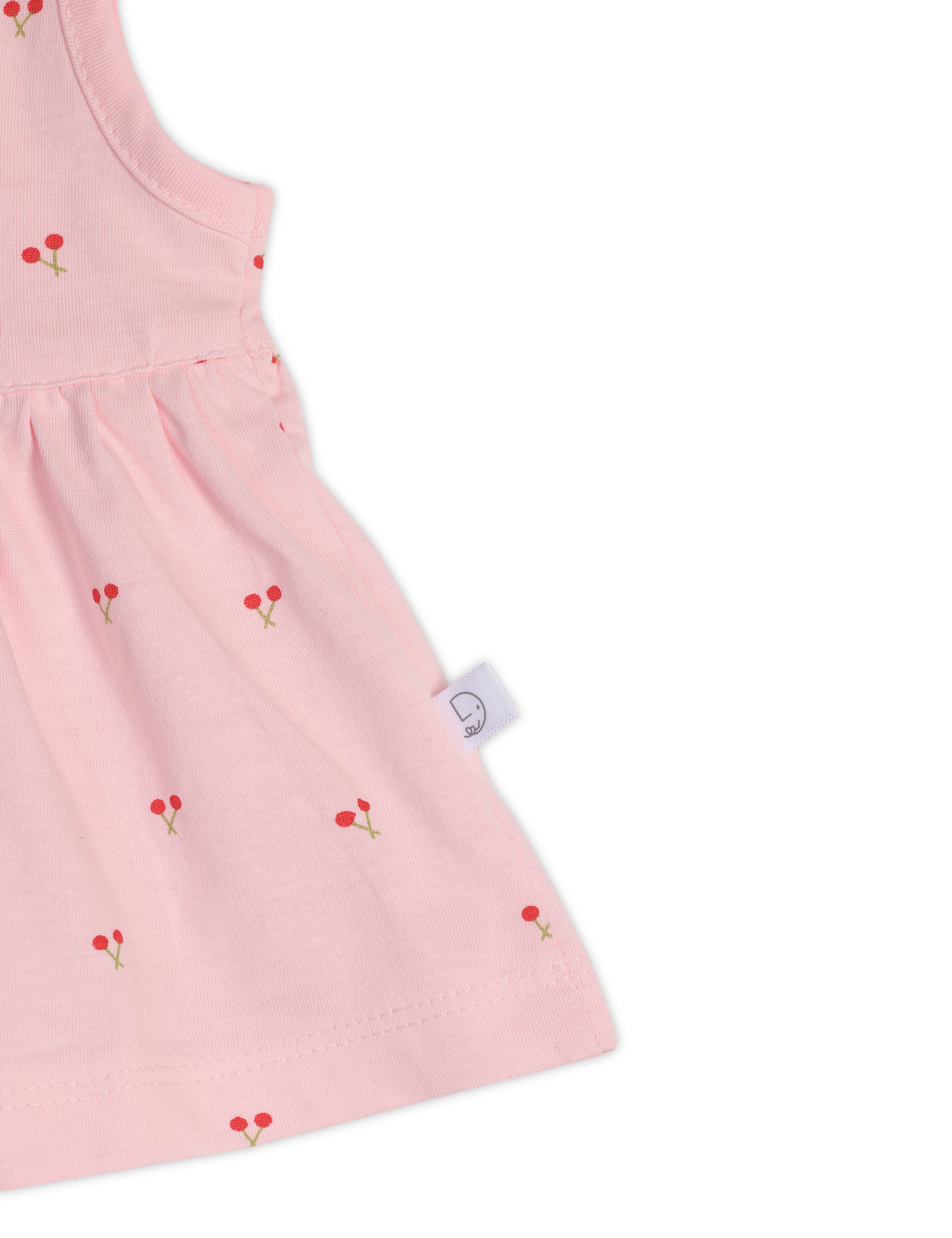 Cherry Blossom Cotton Frock with Bloomer Baby Pink
