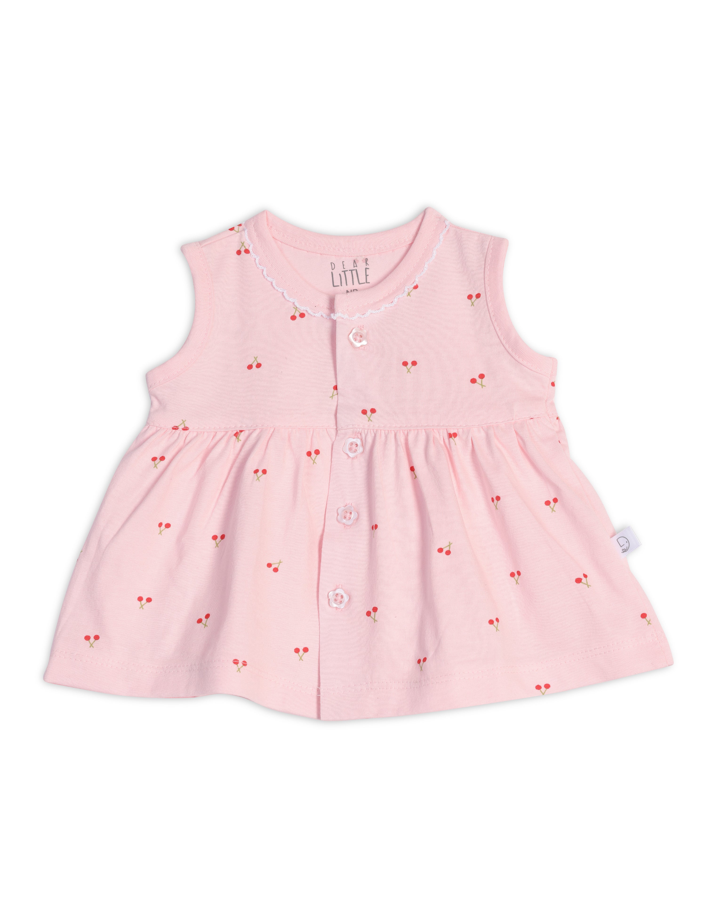 Cherry Blossom Cotton Frock Baby Pink