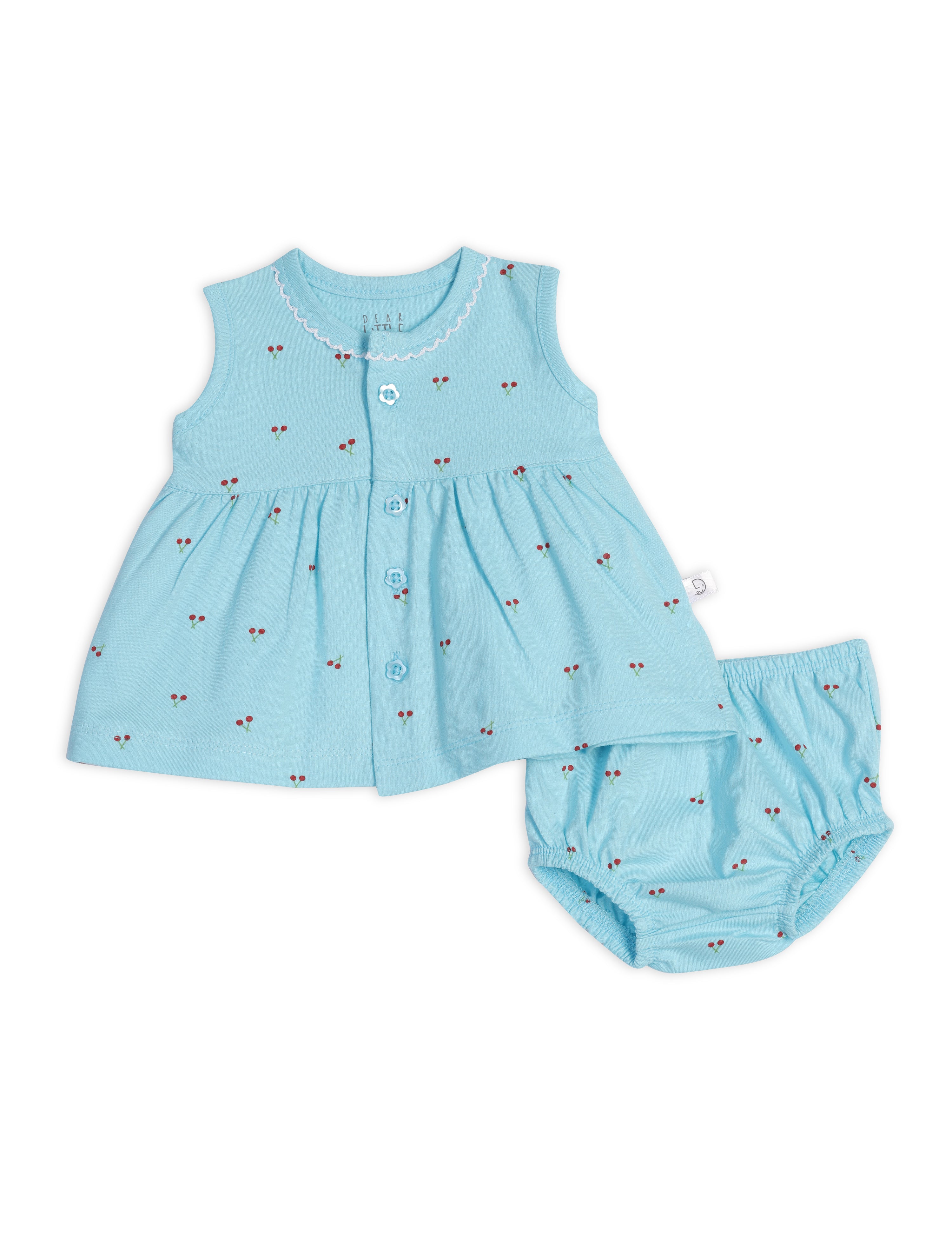 Cherry Blossom Cotton Frock Blue