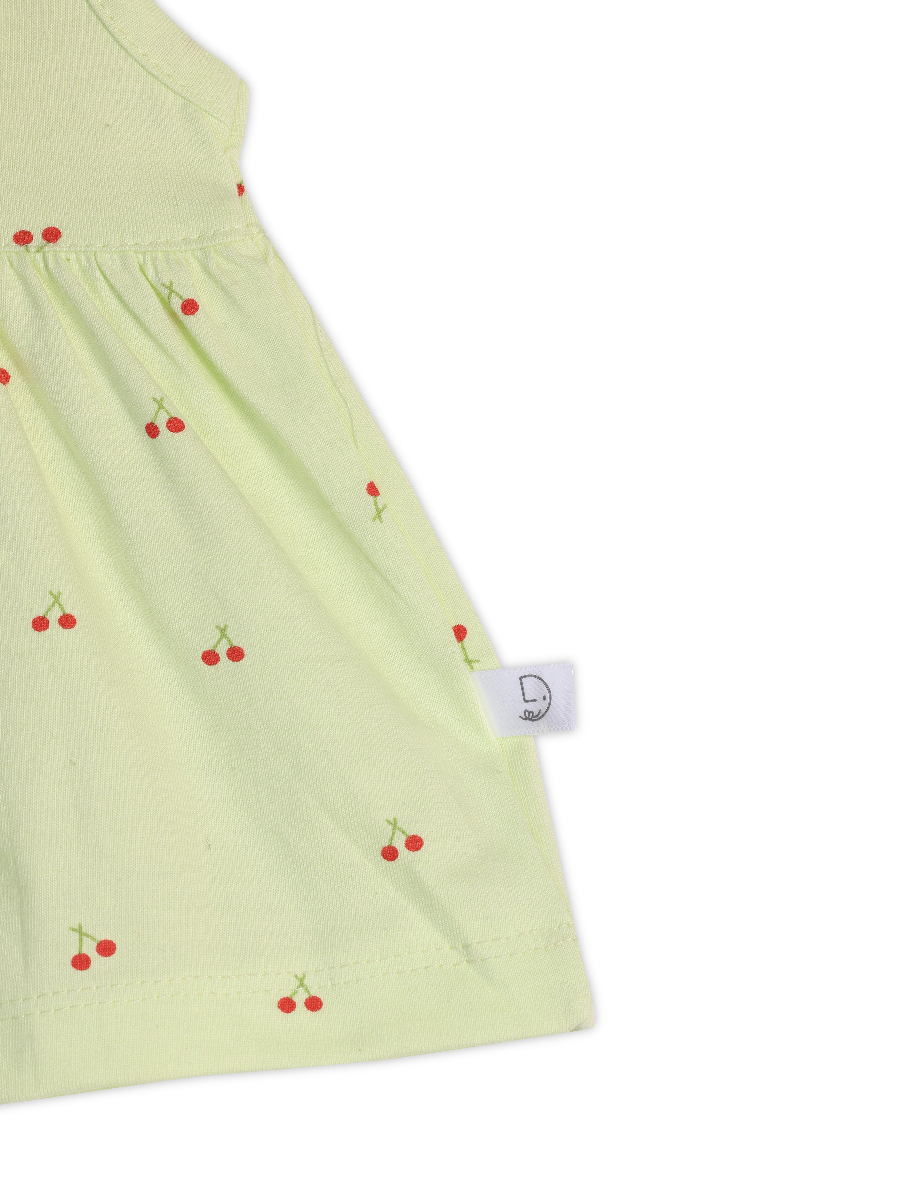 Cherry Blossom Cotton Frock with Bloomer Light Olive Green