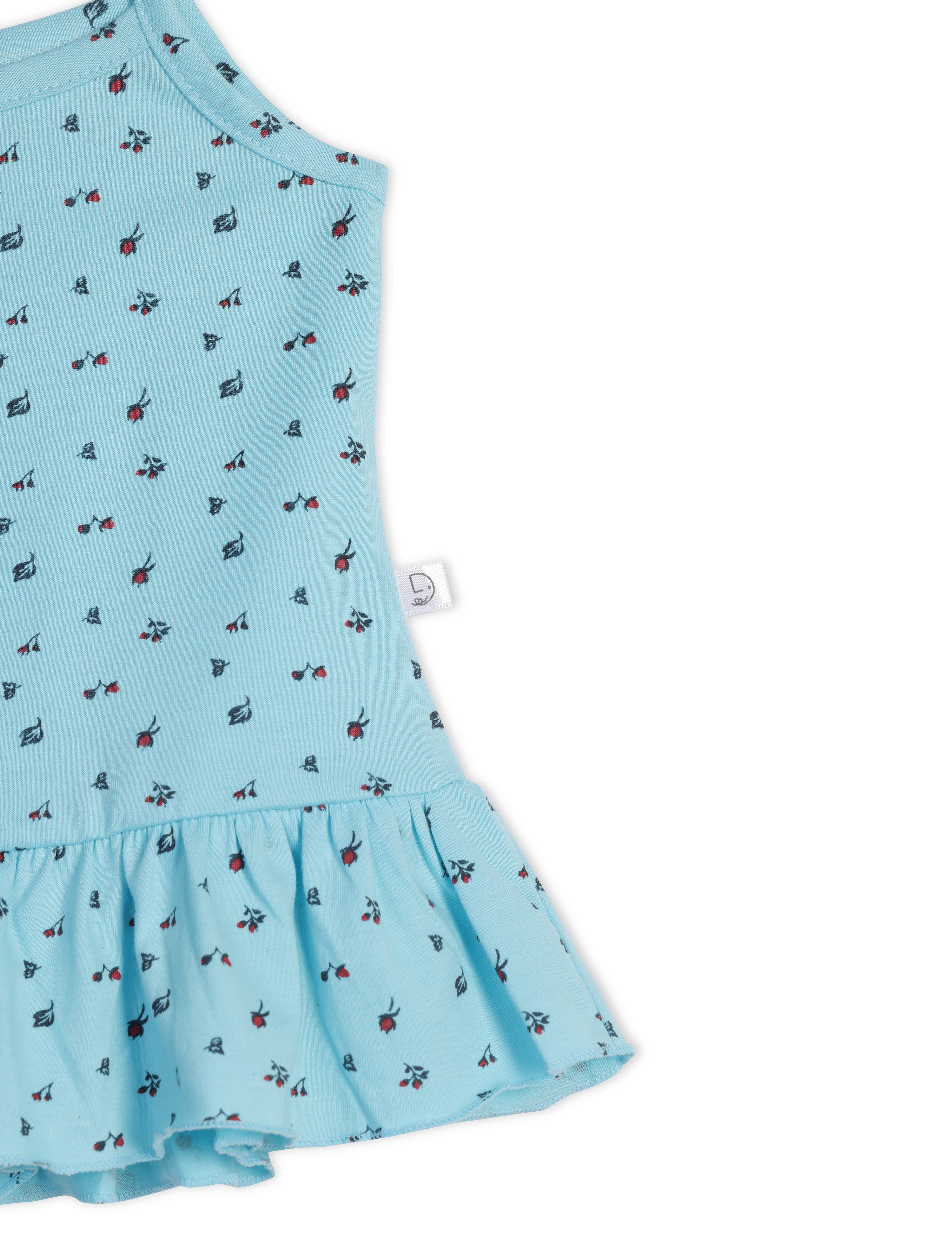 Spaghetti Floral Frills Frock Sky blue