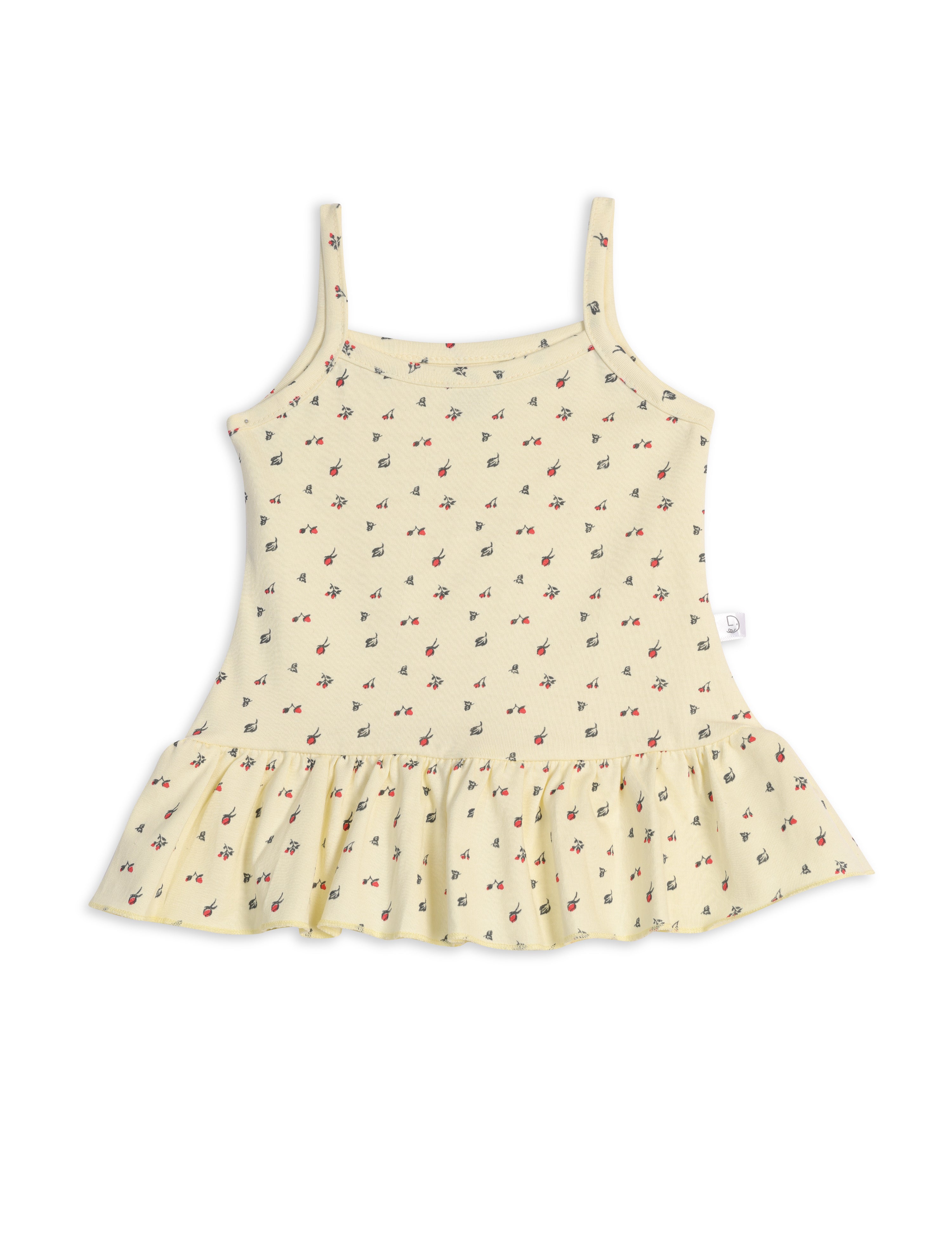 Floral Frills Frock Soft Beige