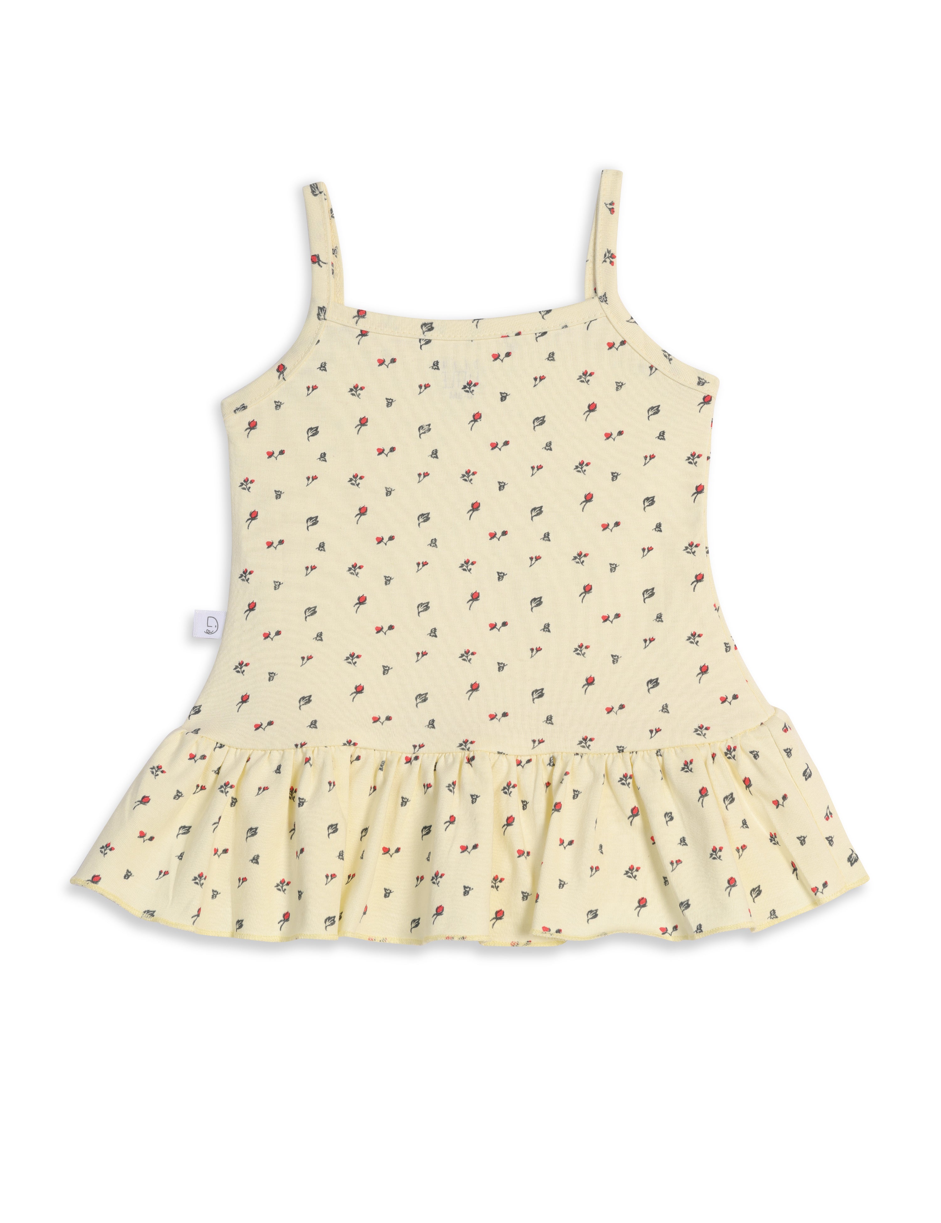 Floral Frills Frock Soft beige