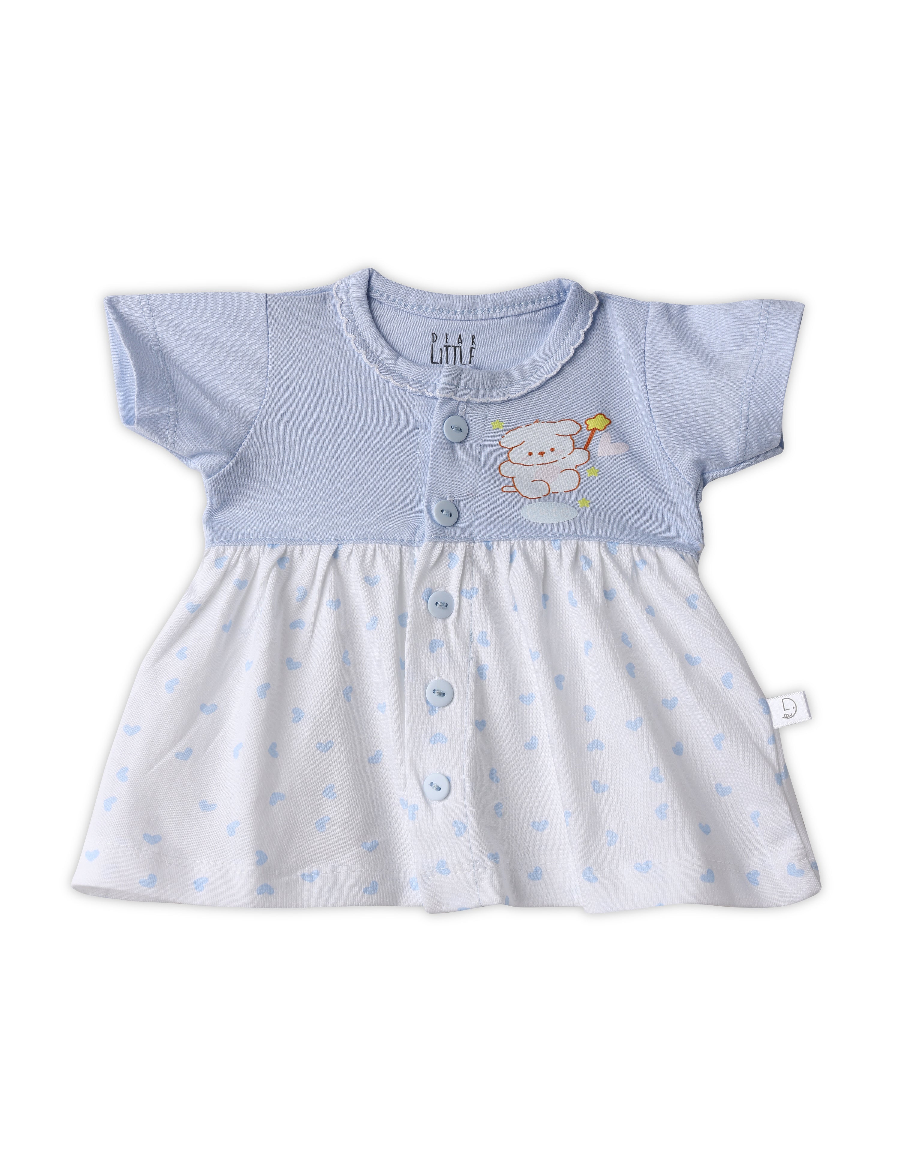 Baby Cotton Frock Blue & White