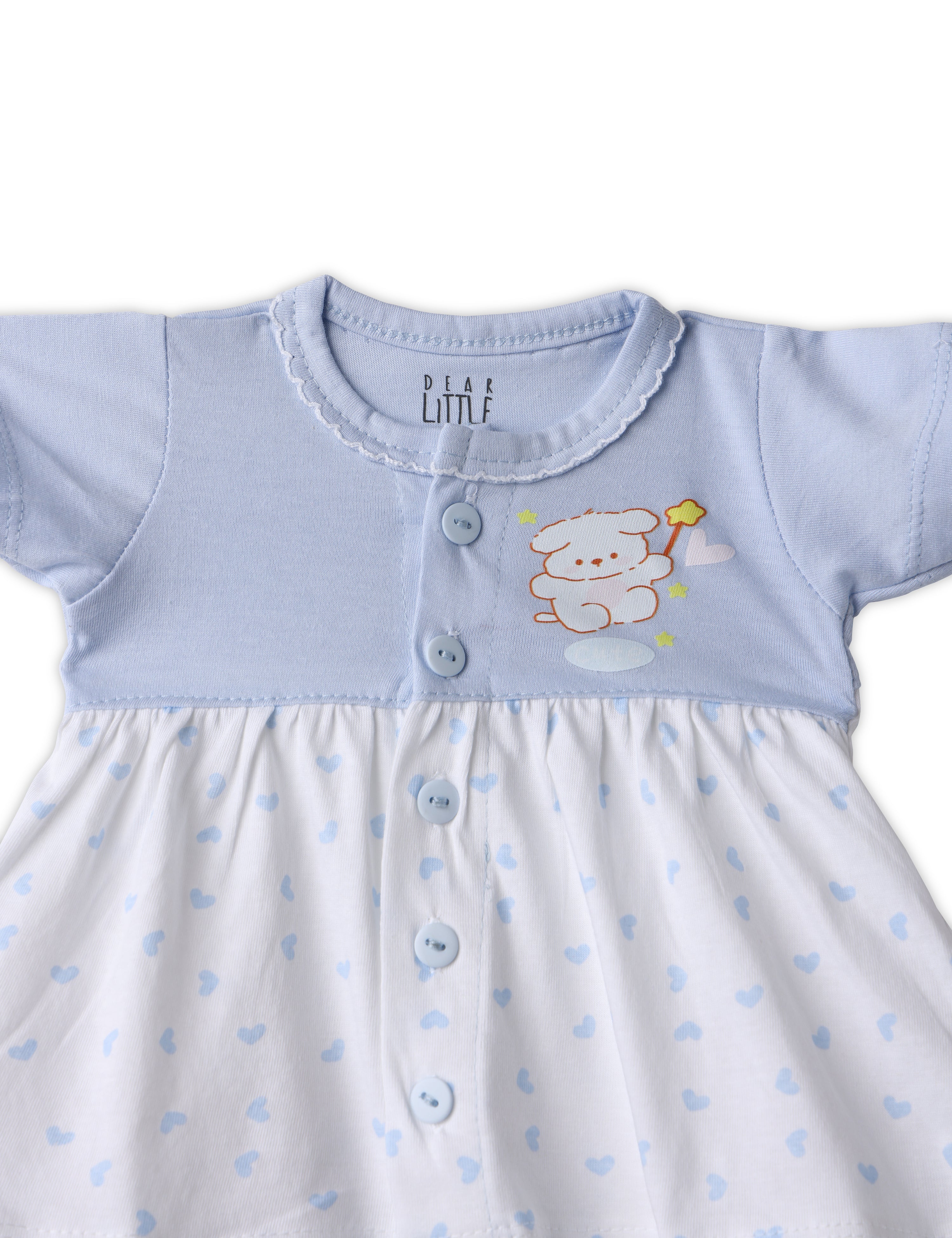 Newborn Cotton Frock Set Blue