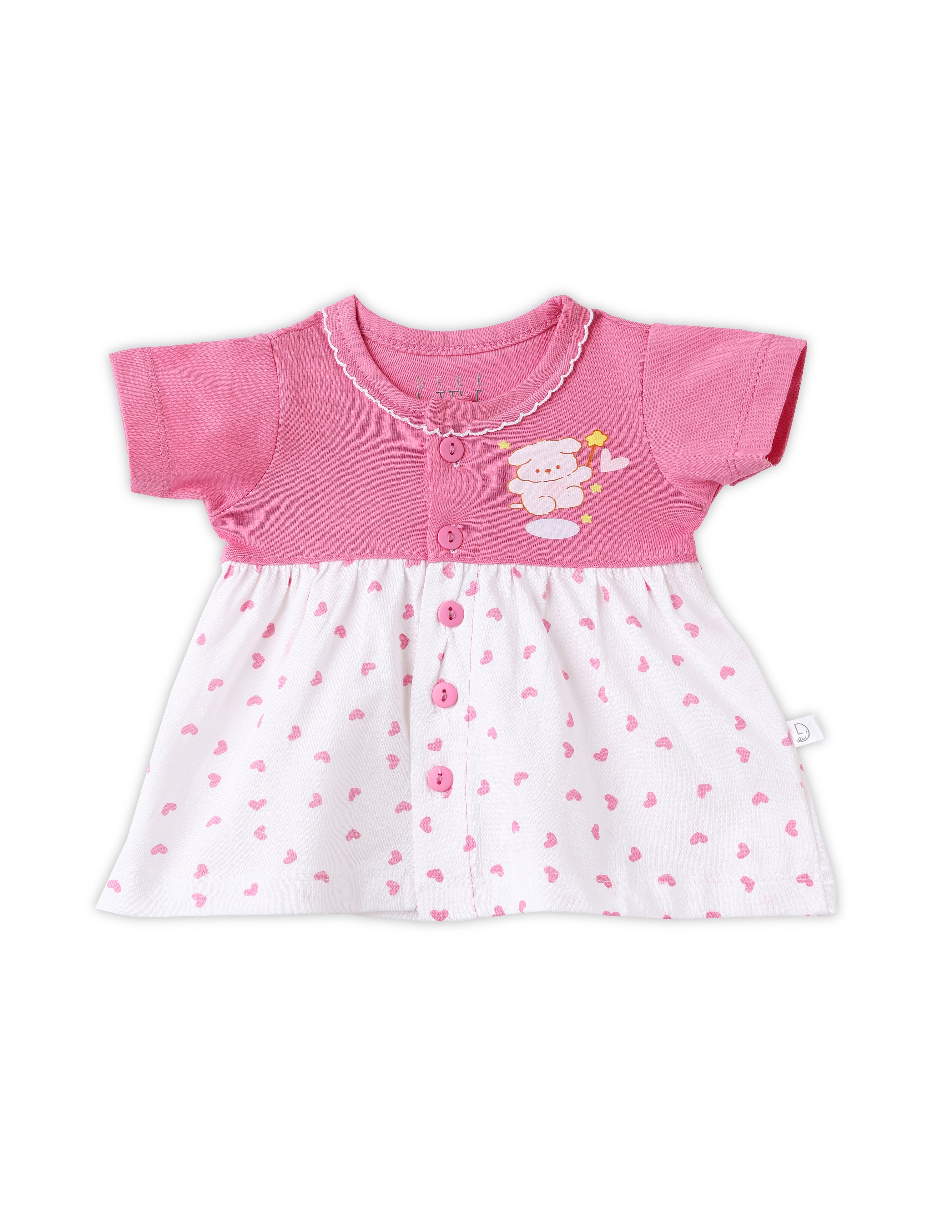 Baby Cotton Frock Pink & White