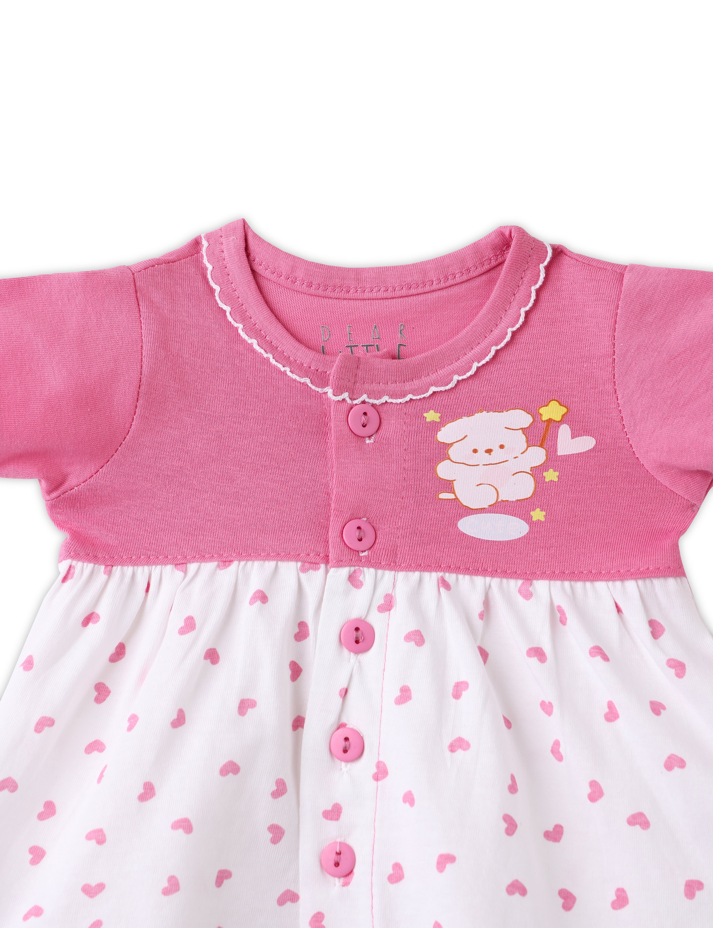 Newborn Cotton Frock Pink & White