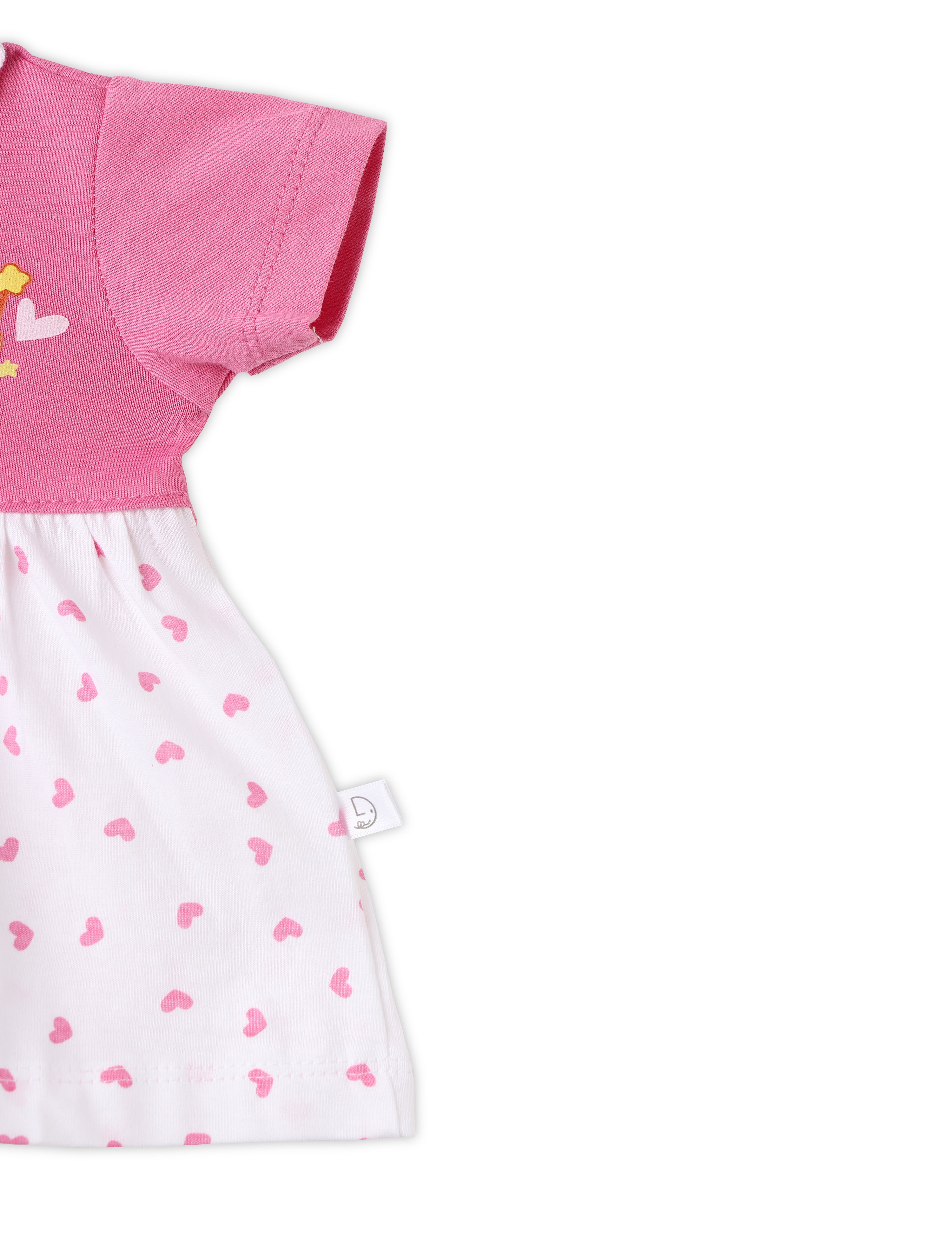 Newborn Baby Cotton Frock Set Pink