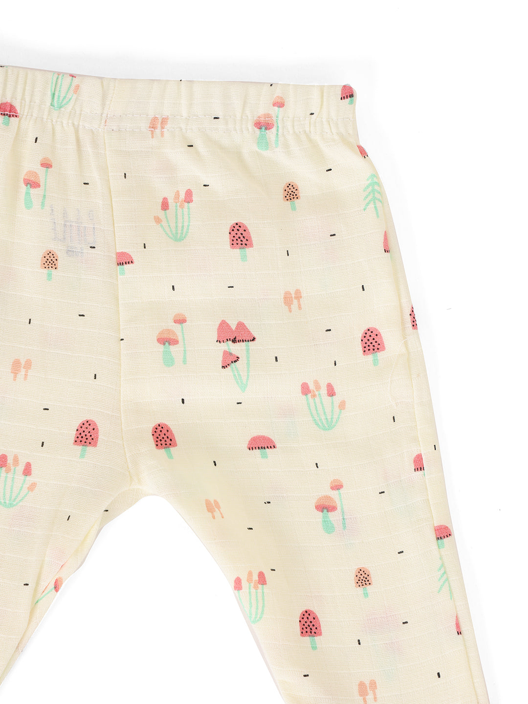 Half Sleeve Muslin Jhabla Set Yellow 