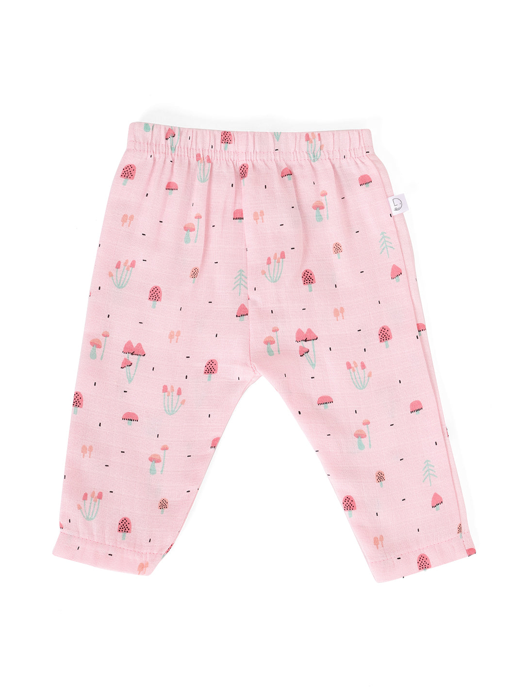 Muslin Half Sleeve Jhabla & Pant Pink for Newborn