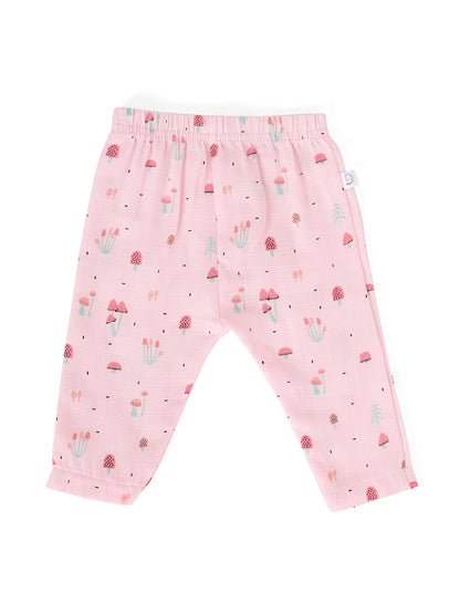 Muslin Half Sleeve Jhabla & Pant Pink for Newborn