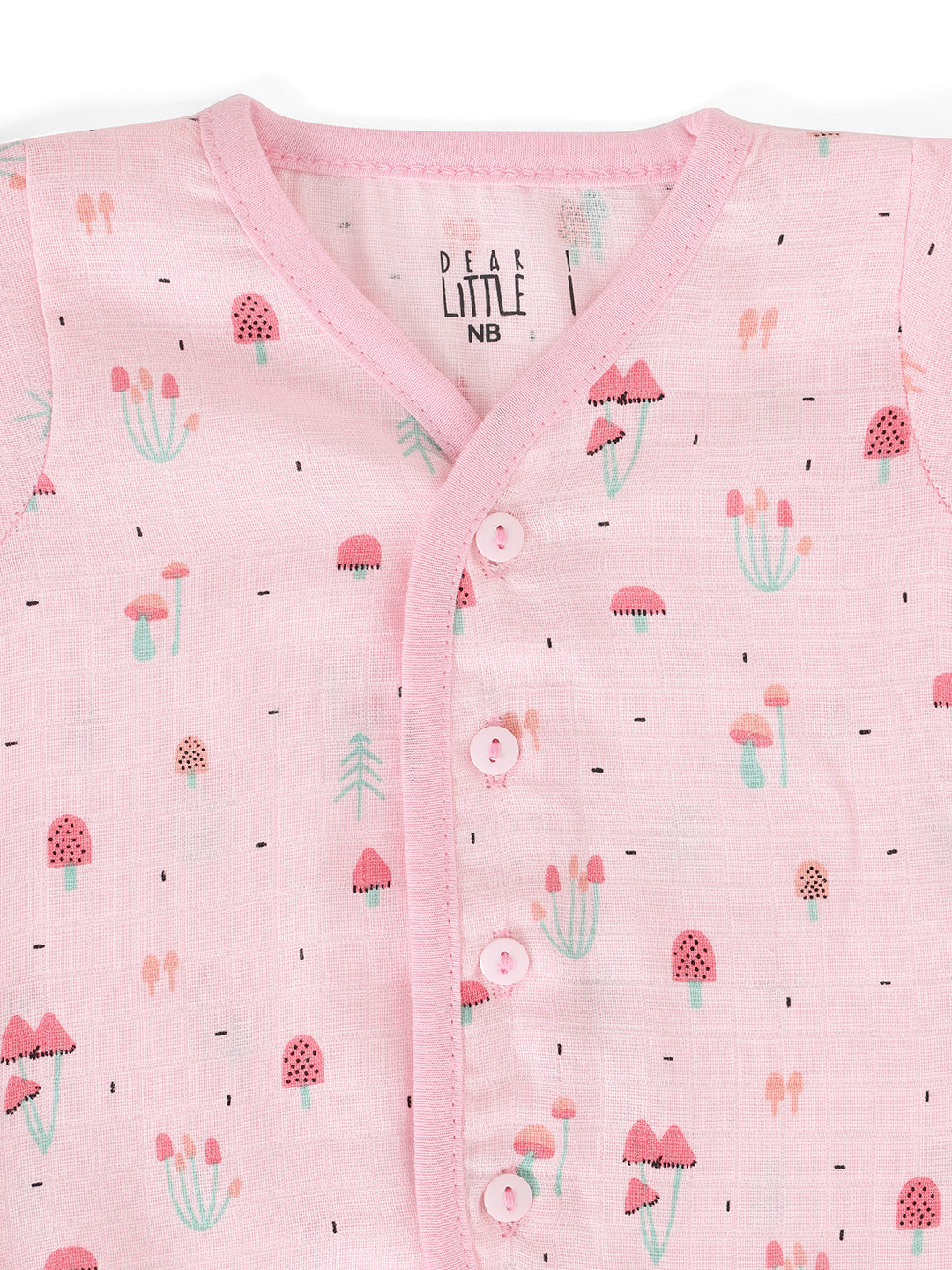 Muslin Half Sleeve Jhabla & Pant Pink