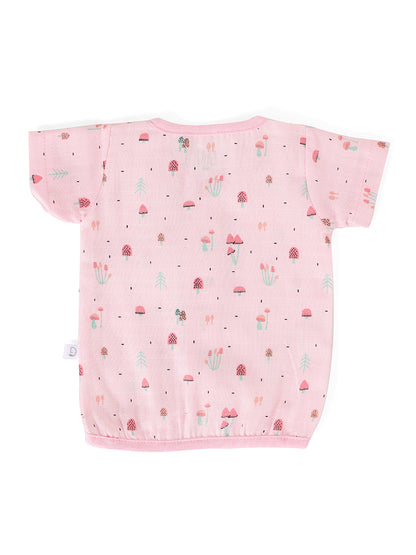 Newborn Muslin Half Sleeve Jhabla & Pant Pink