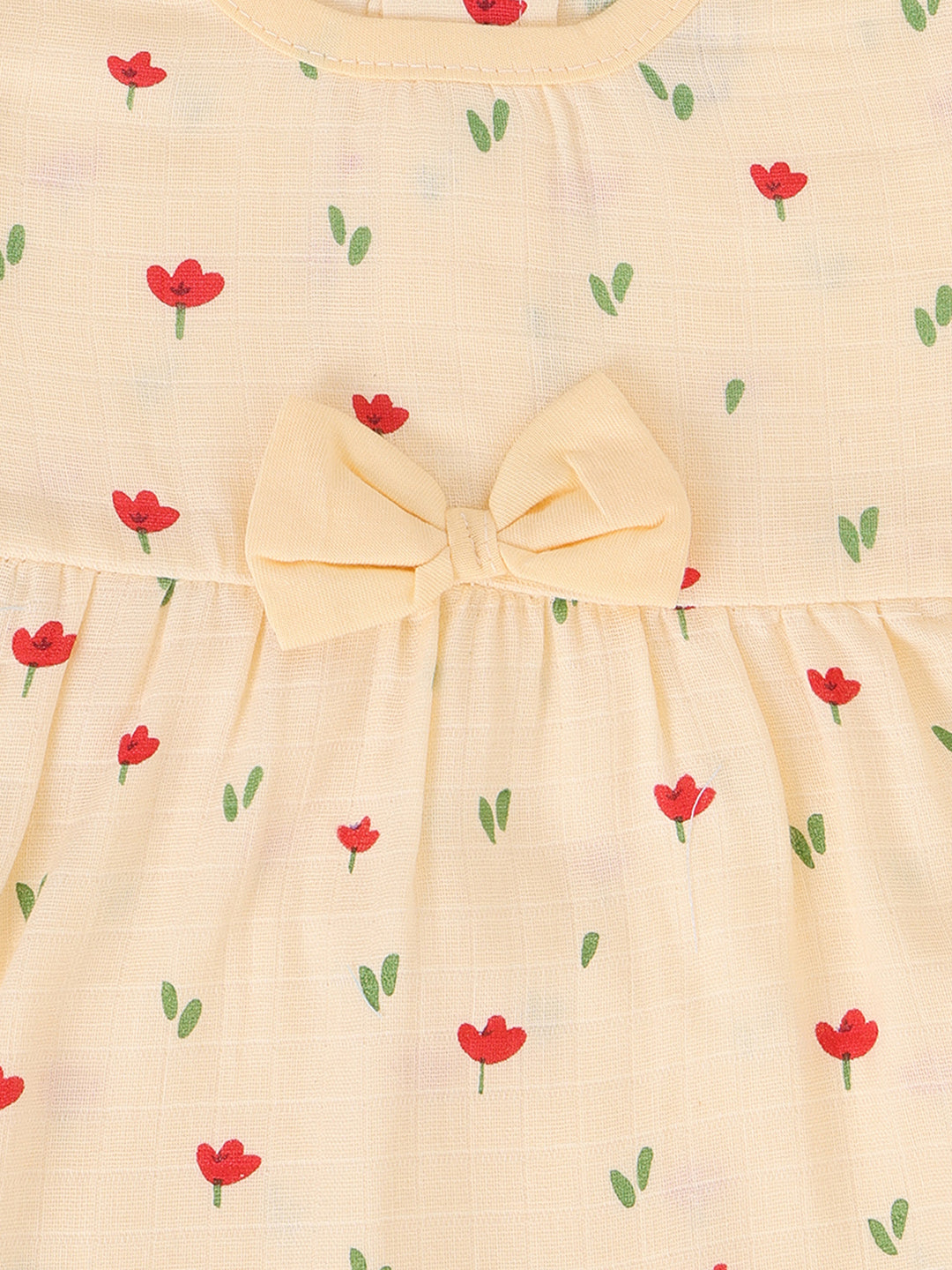Poppy Love Half Sleeve Muslin Bow Frock Cream