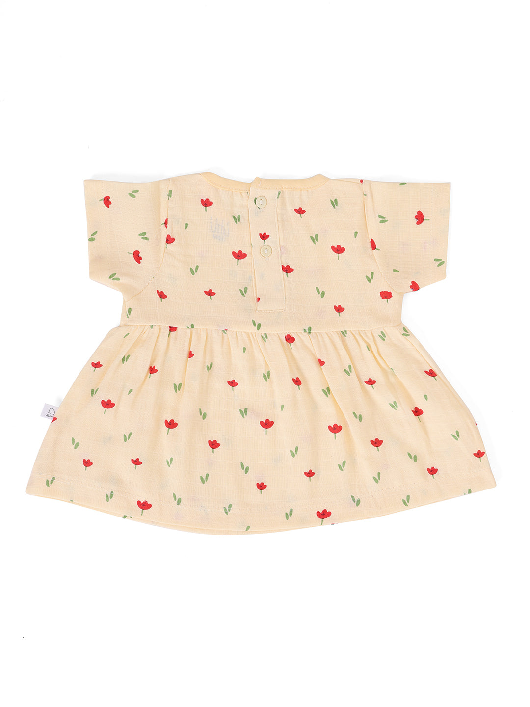 Half Sleeve Muslin Bow Frock Cream