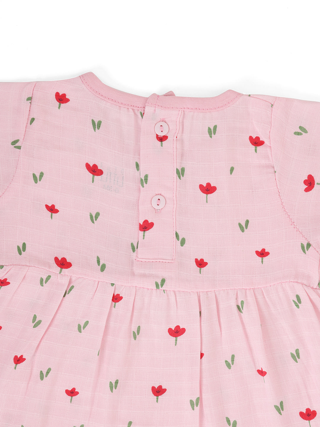 Half Sleeve Muslin Bow Frock Pale Pink