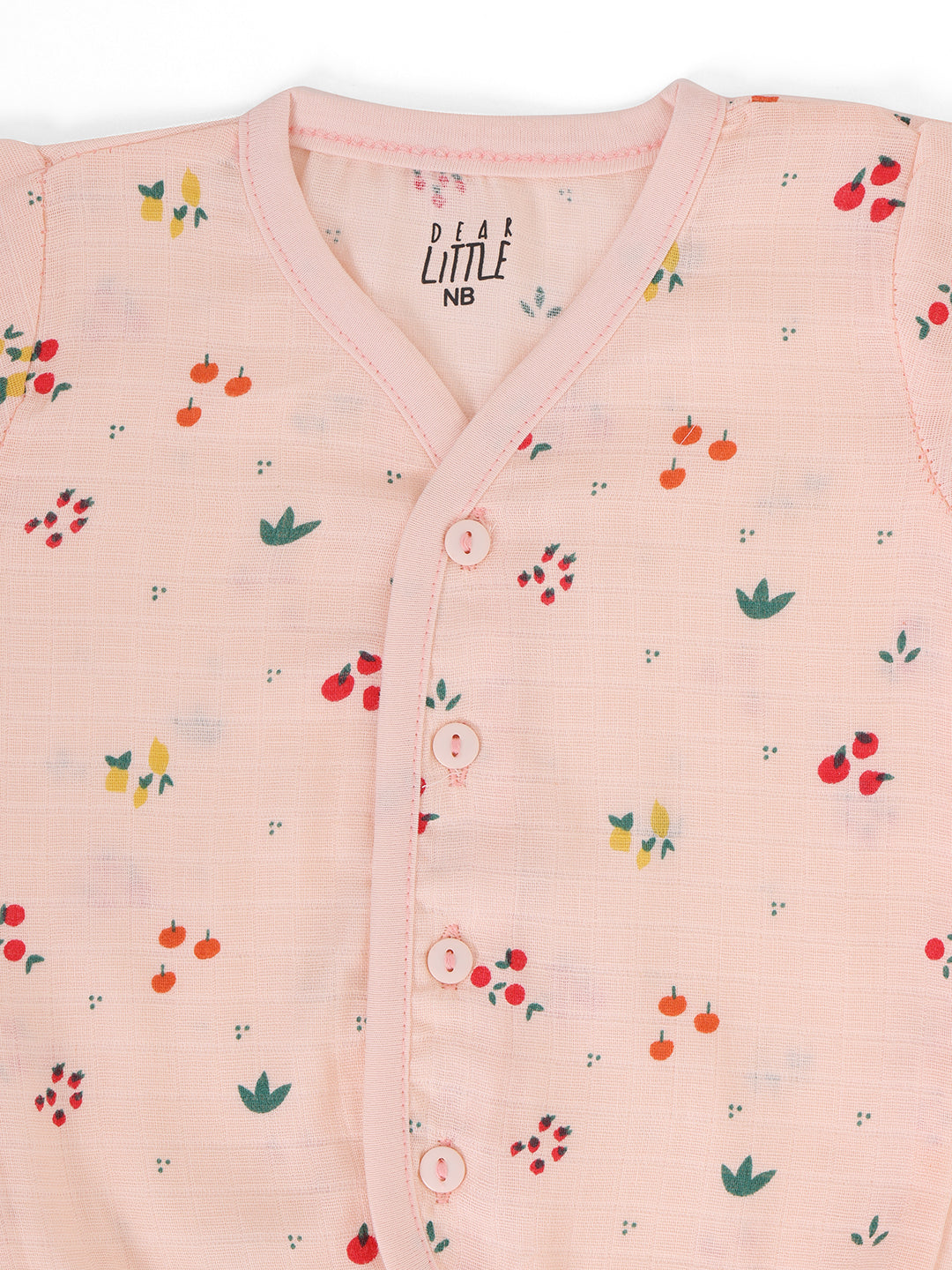 Muslin Half Sleeve Jhabla & Shorts Peach