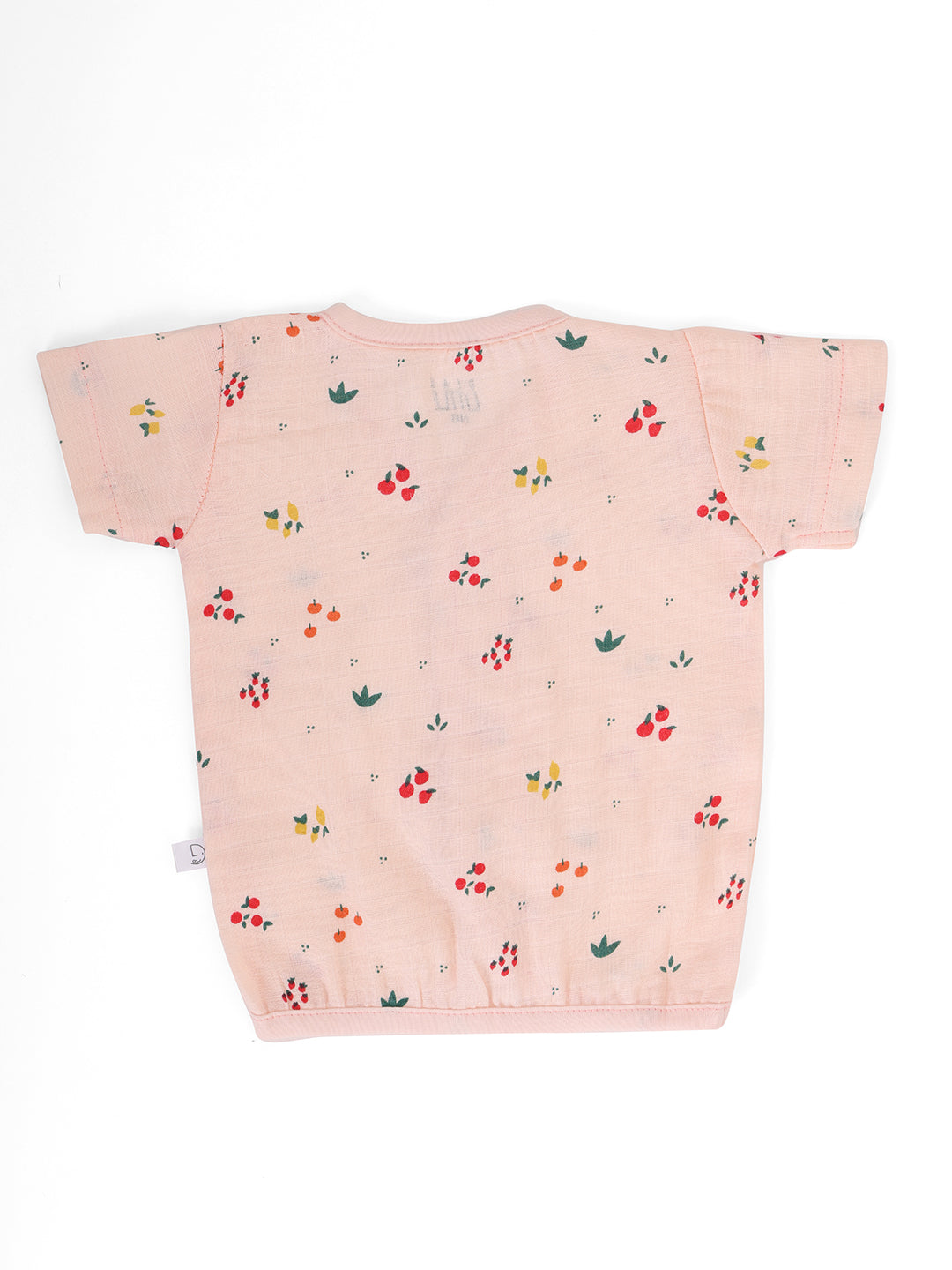 Muslin Half Sleeve Jhabla & Shorts Peach