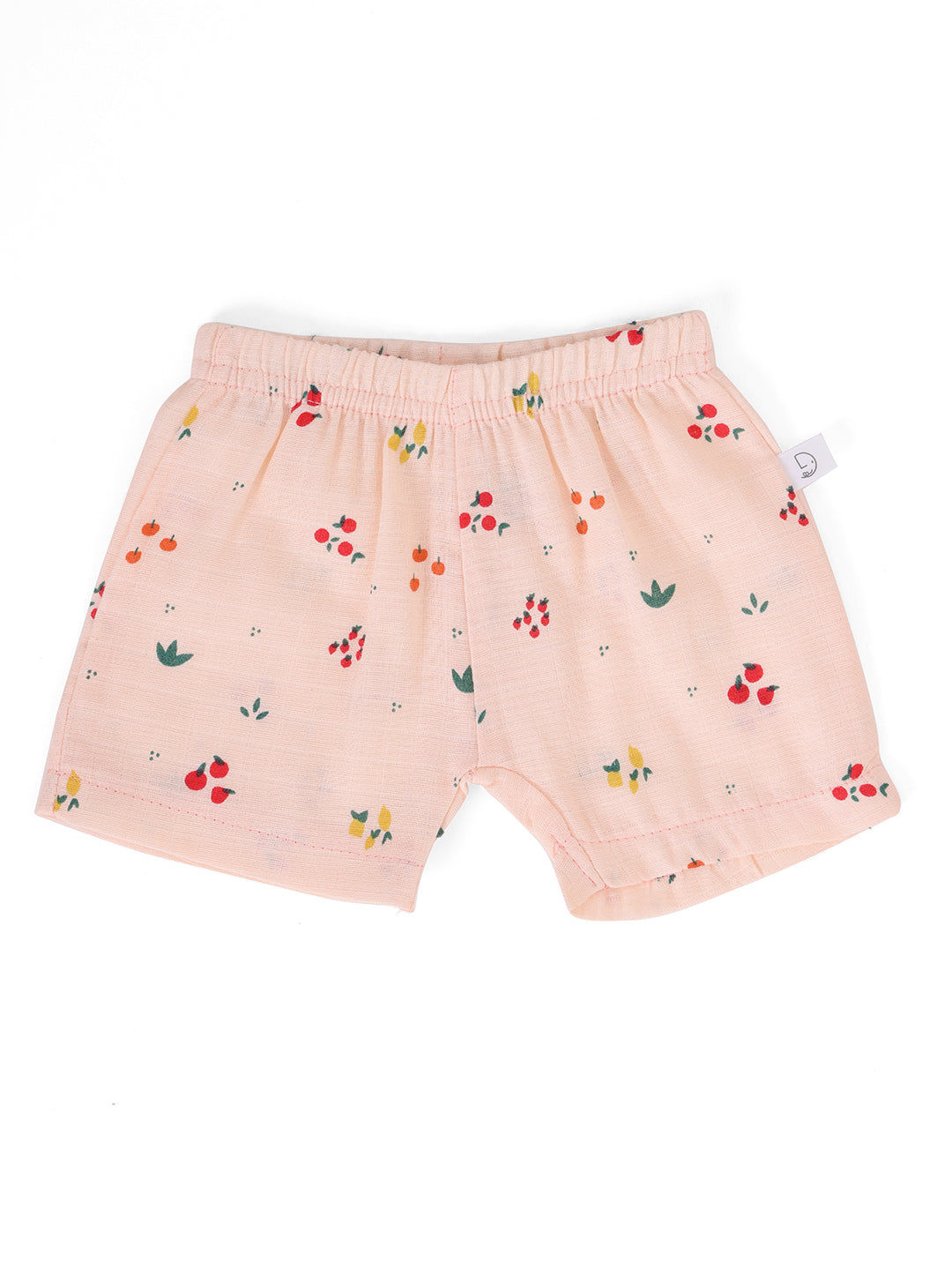Muslin Half Sleeve Shorts Peach