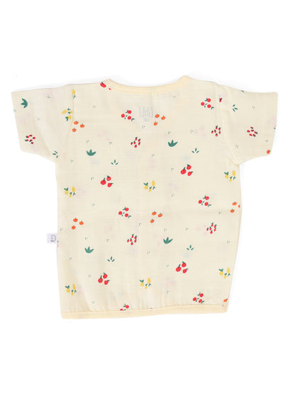  Half Sleeve Muslin Jhabla & Shorts Yellow
