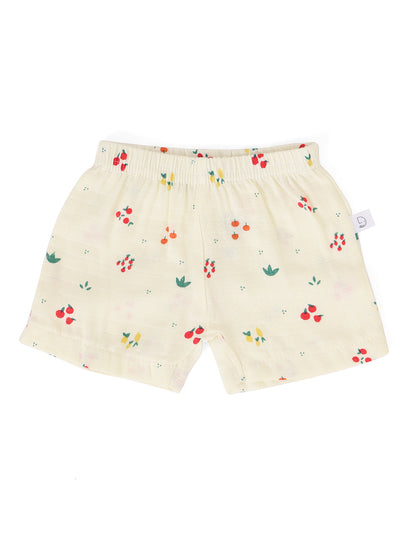 Muslin Half Sleeve Shorts Yellow