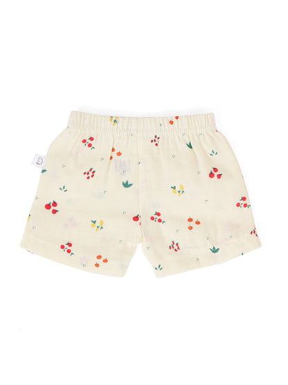 Newborn Muslin Half Sleeve Shorts Yellow