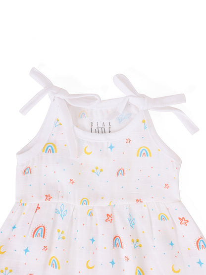 Rainbows Muslin Upknot Frock