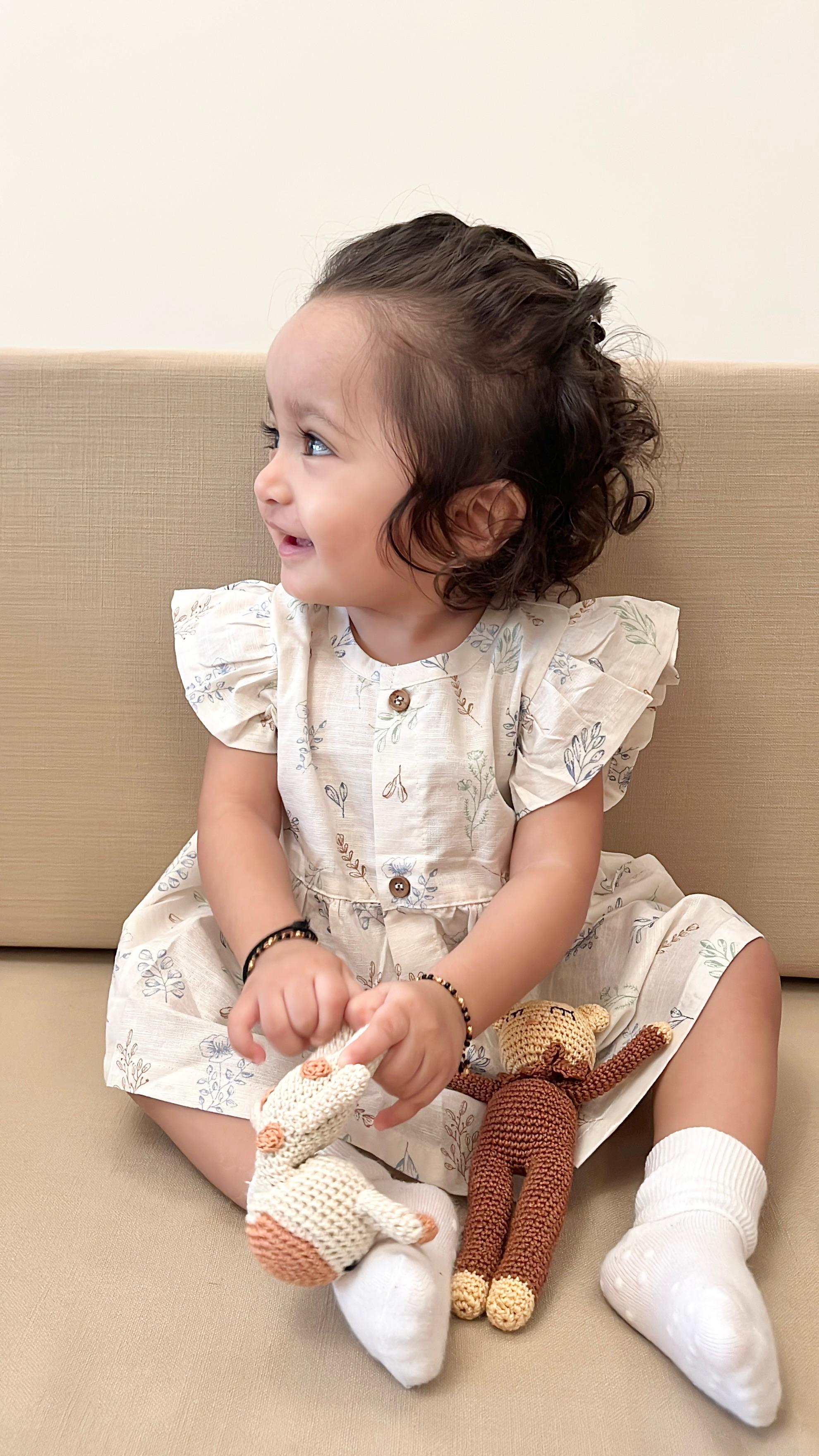 Linen Cotton Button-Down Baby Frock