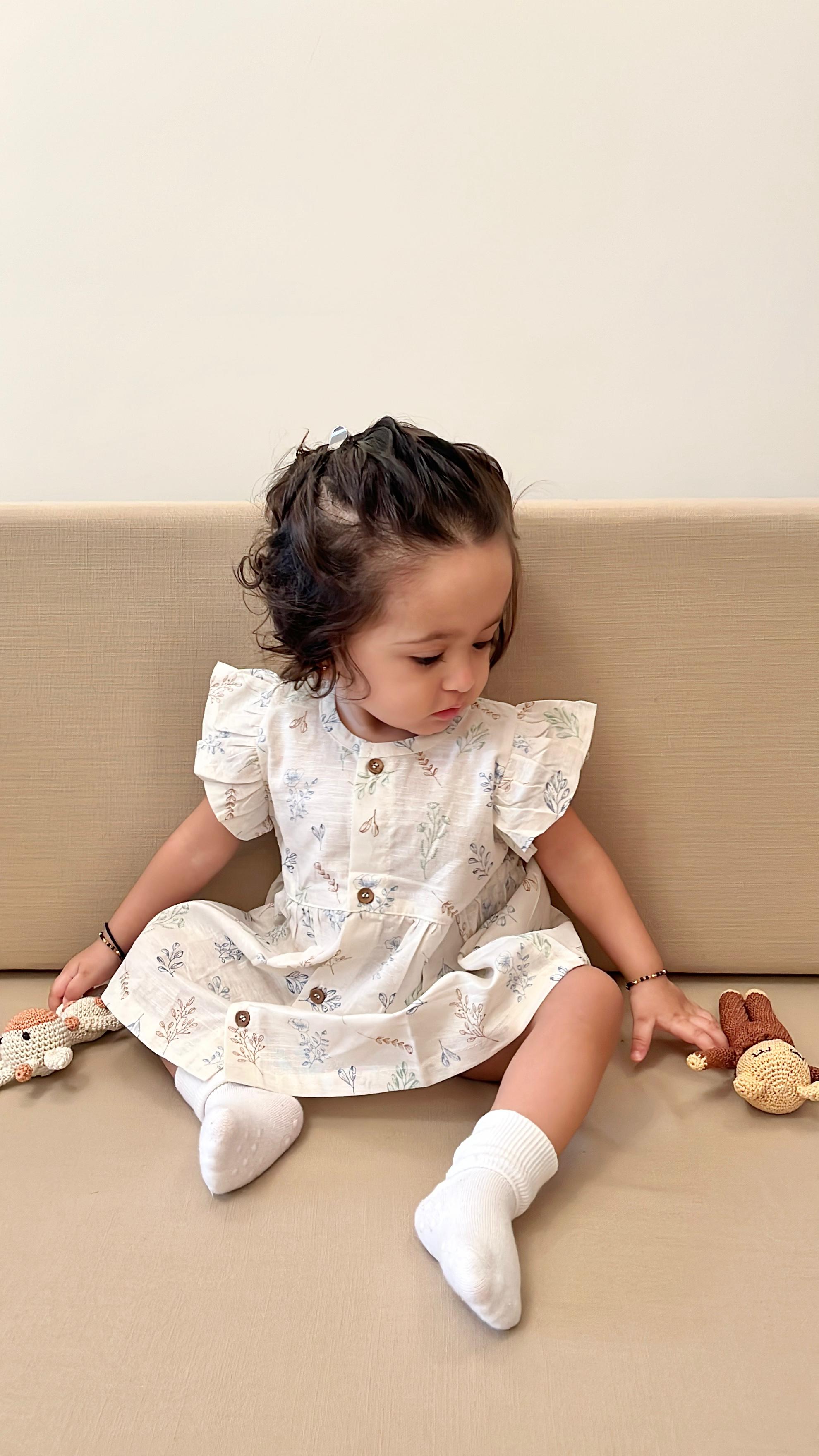 Linen Cotton Button-Down Baby Frock