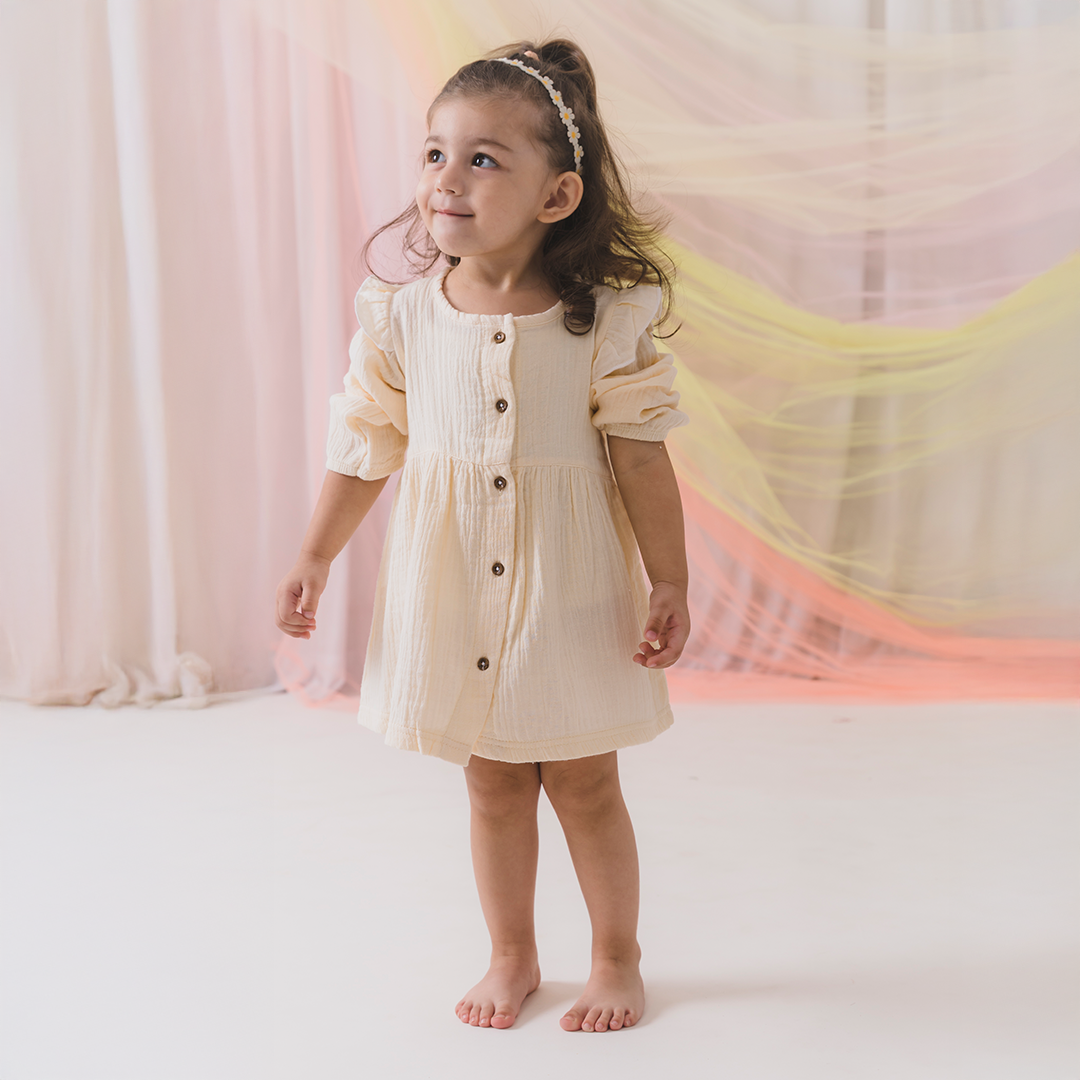 Crinkled Muslin long sleeve frock 