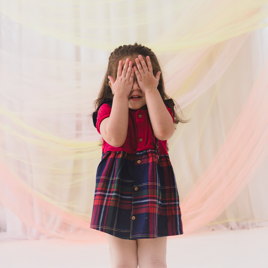 Supersoft & Cotton Plaid Baby Frock - Maroon