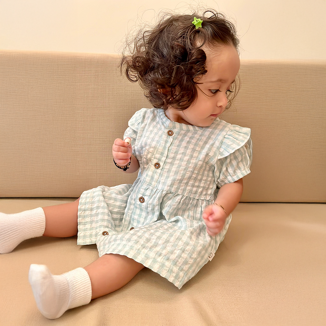 Gingham Ruffle Frock – Mint Fresh