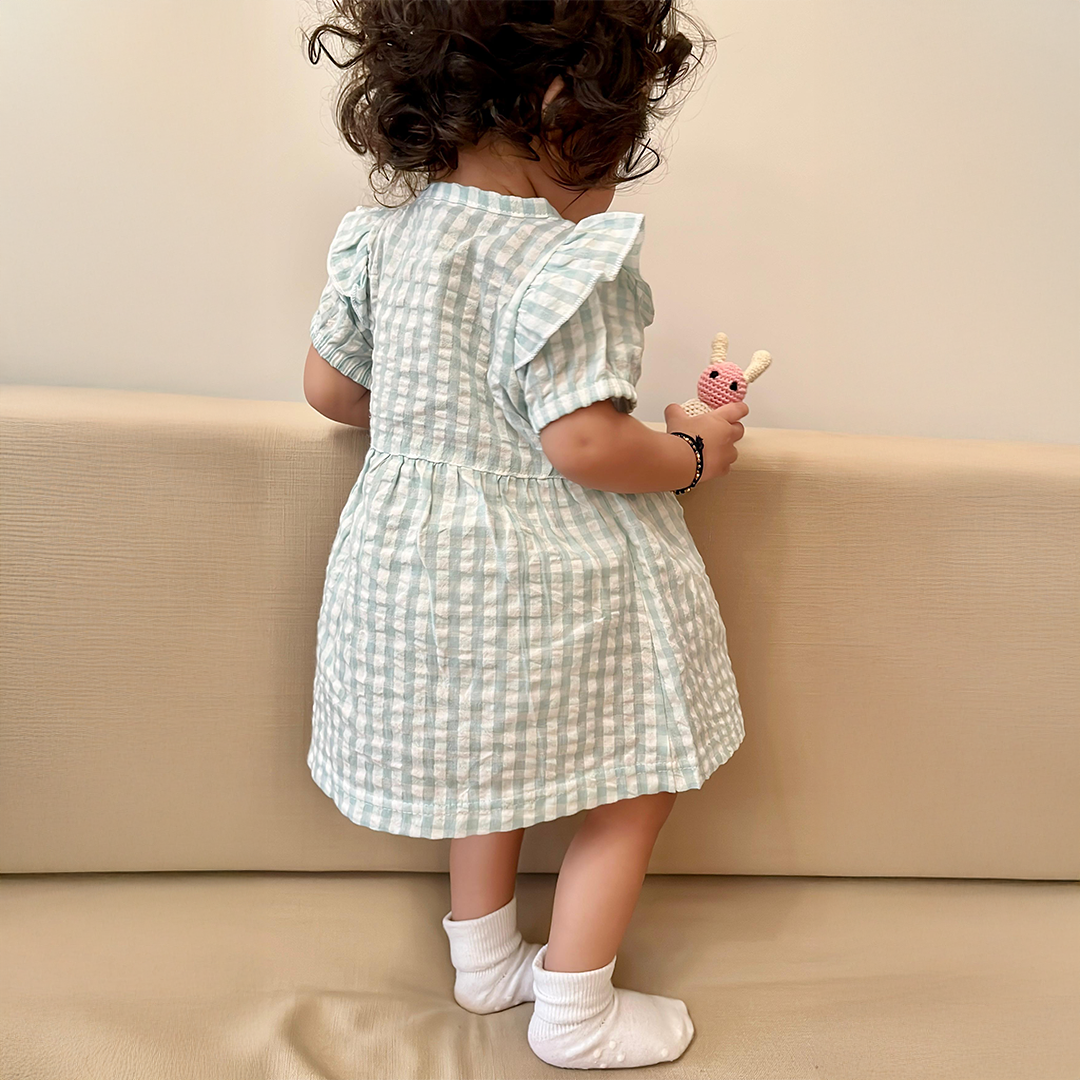 Gingham Ruffle Frock – Mint Fresh