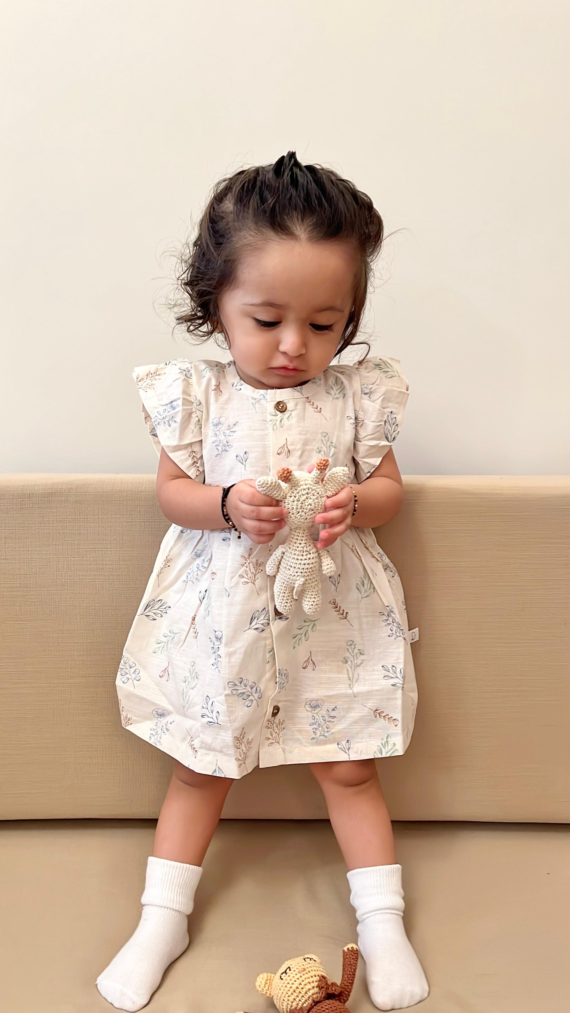 Linen Cotton Button-Down Baby Frock