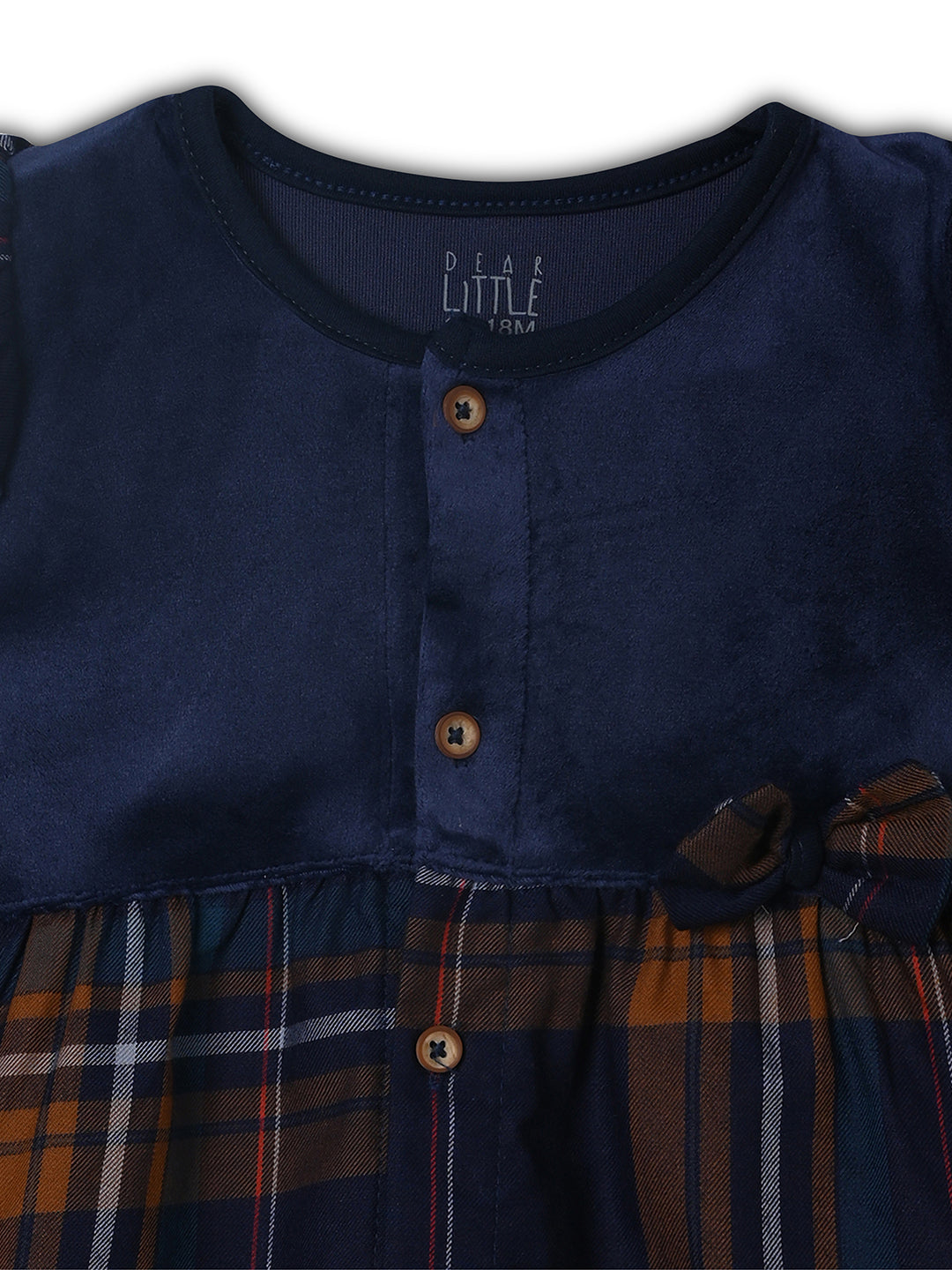 Navy blue dress with plaid pattern 