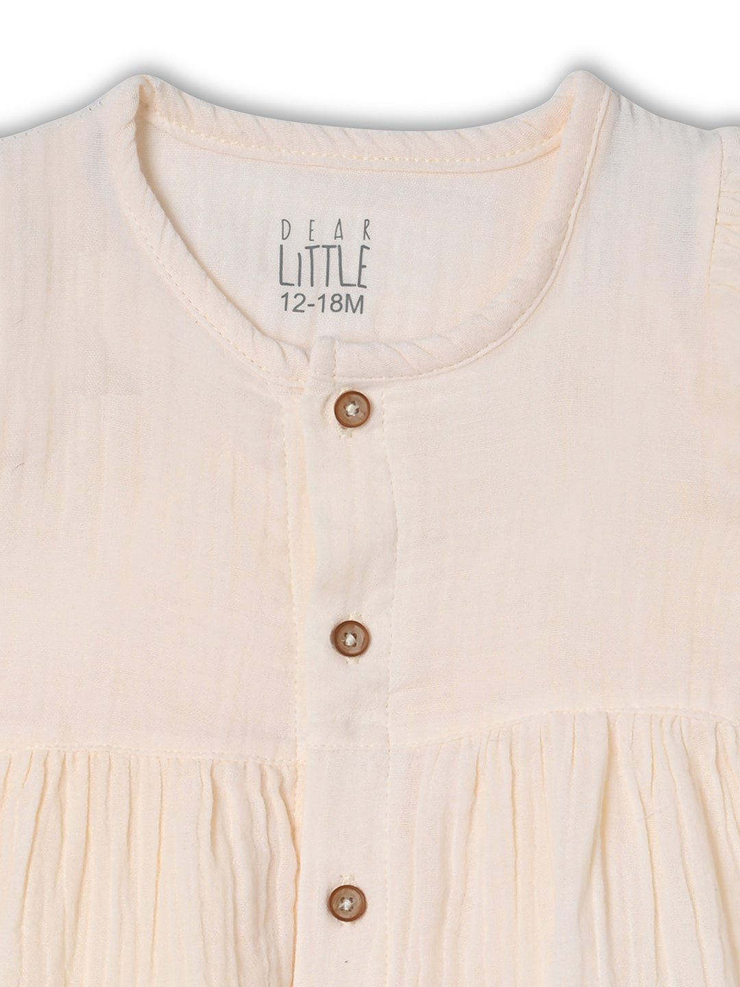 Crinkled Muslin short sleeve frock with frill - Vanilla